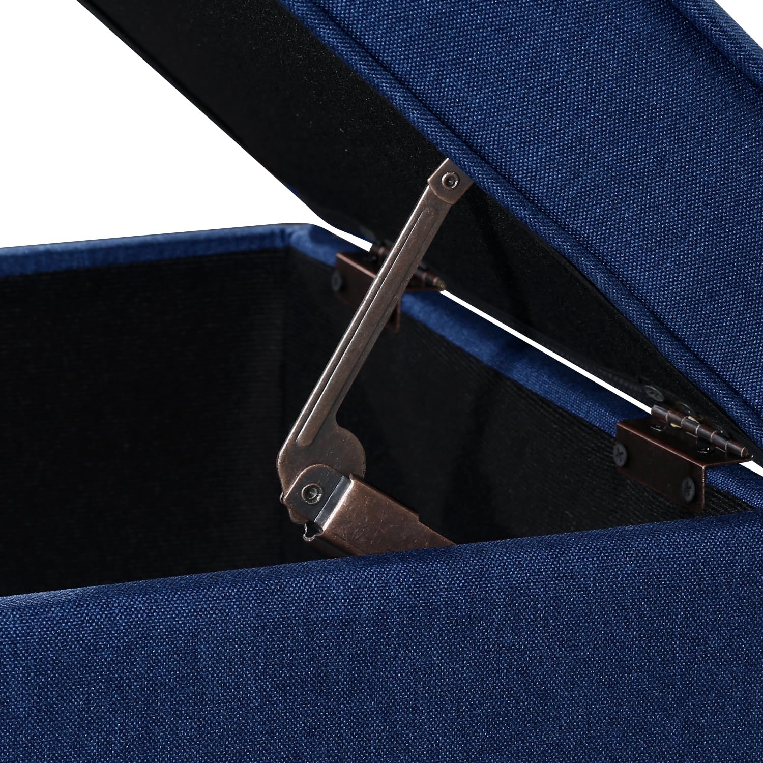 17.5" Navy Blue Square Fabric Storage Ottoman with Rolling Legs