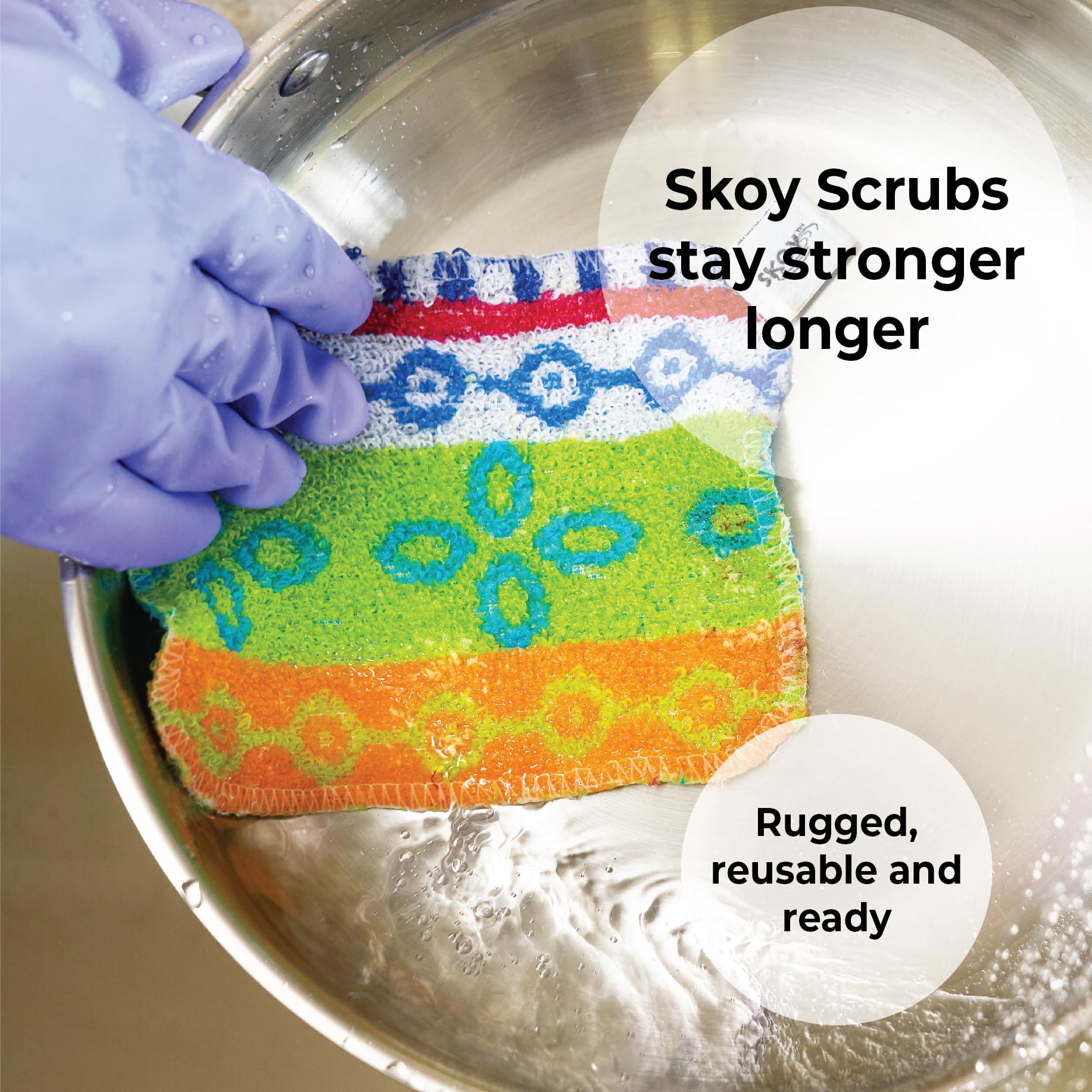 Scrub, 4-Pack Reusable, Non-Scratching Dish Scrubber for Kitchen and Household Cleaning, Planet-Friendly, Dishwasher Safe Soft Scrub, Assorted Colors and Designs (4 Count)