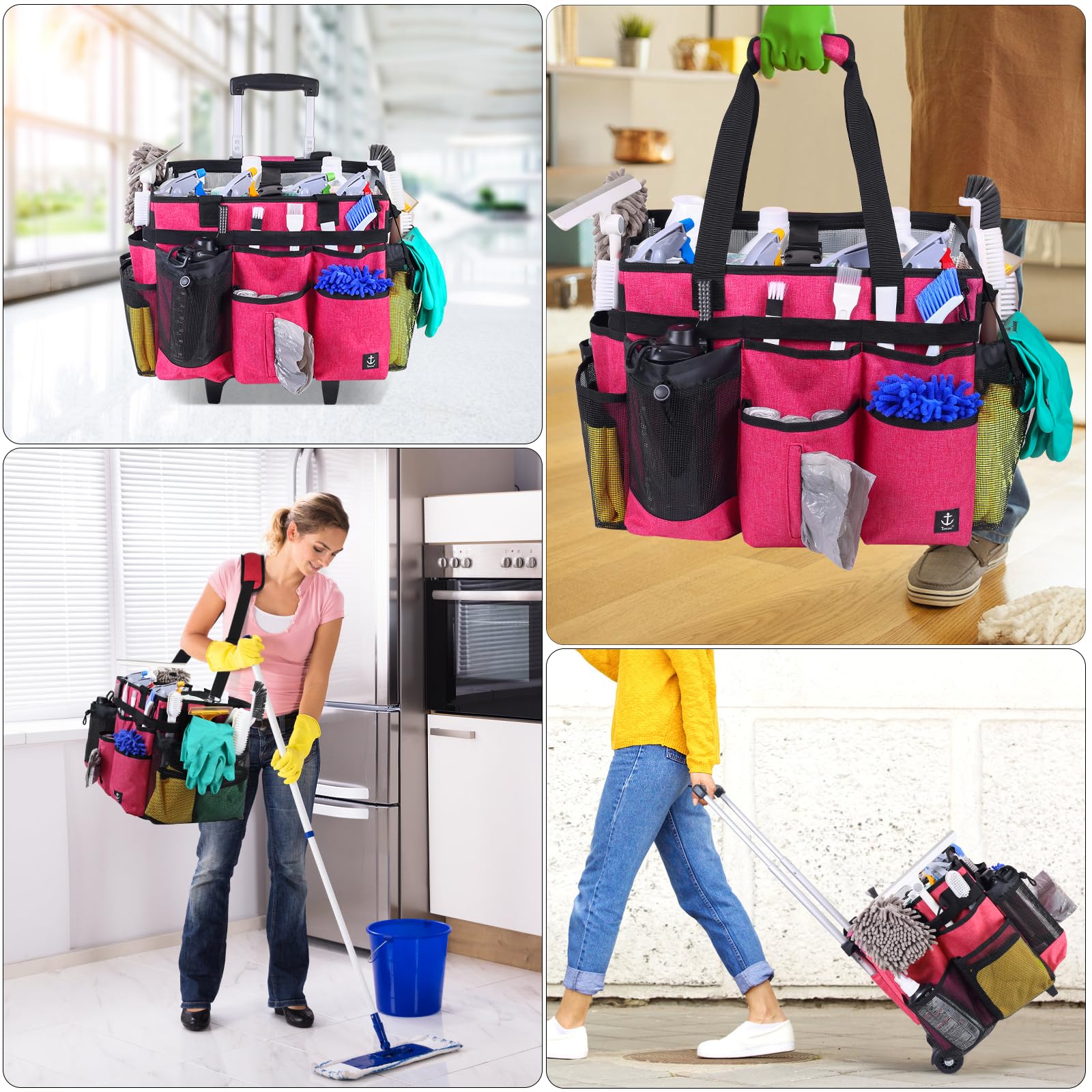 Rolling Cleaning Caddy Bag Built