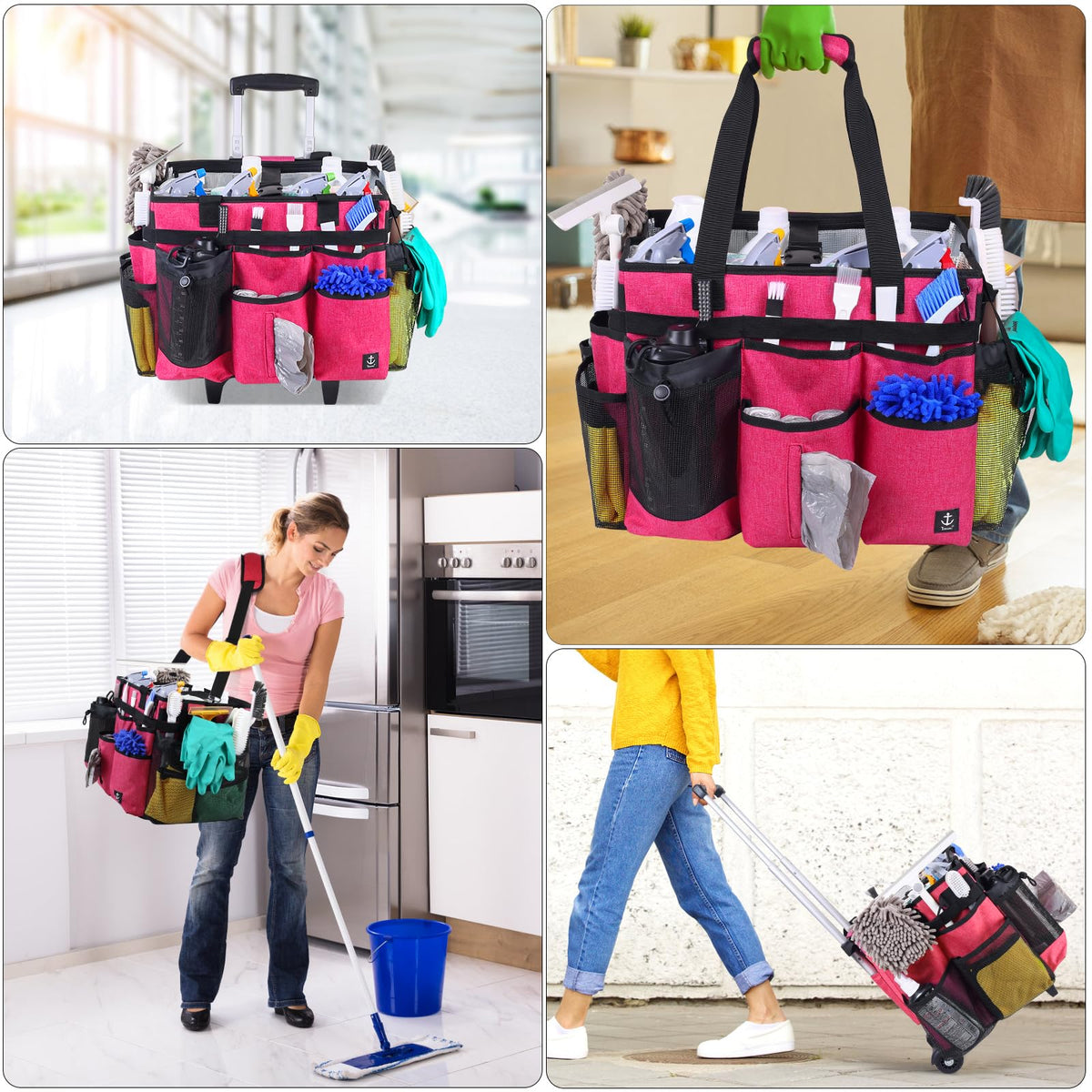 Rolling Cleaning Caddy Bag Built