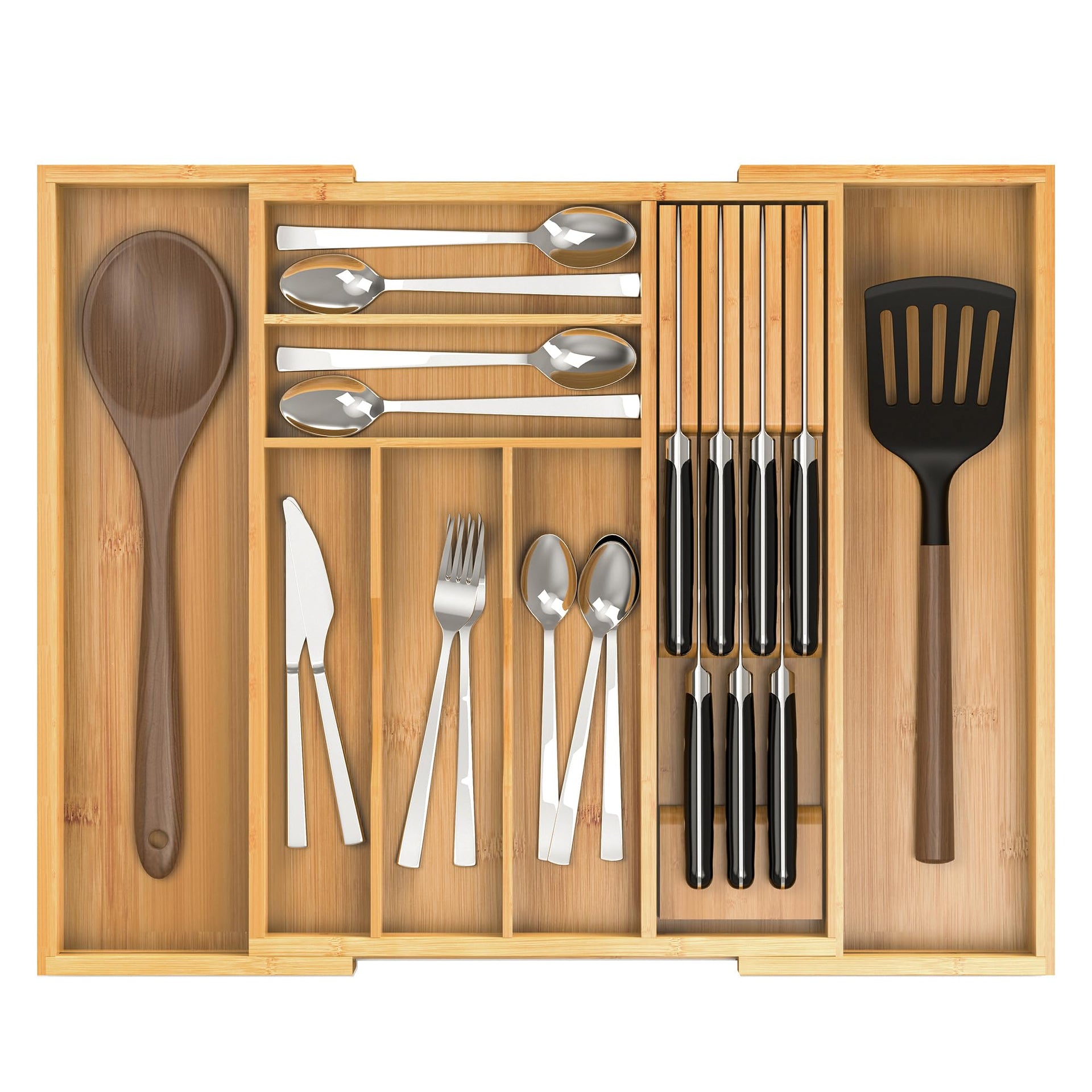 Bamboo Silverware Drawer Organizer