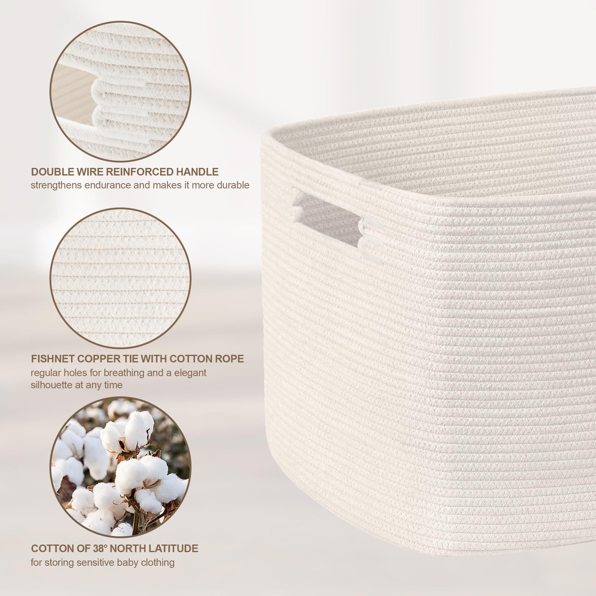 60L Woven Laundry Basket Hamper with Handles