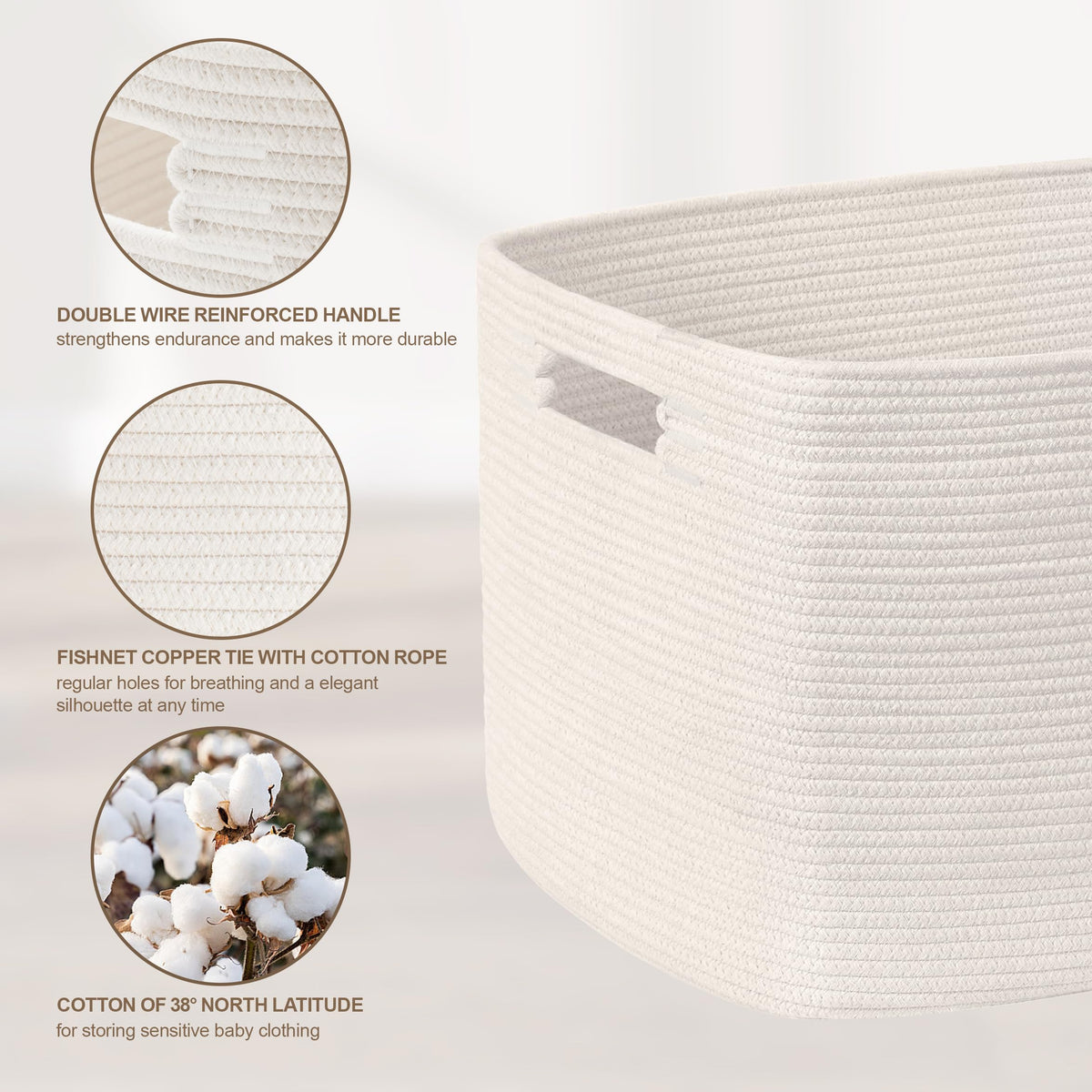 86L Large Woven Laundry Basket Hamper with Handles