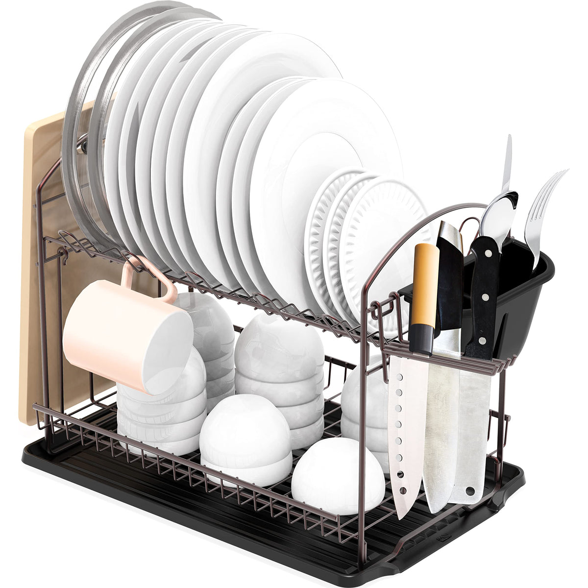 2 Tier Dish Rack with Drainboard