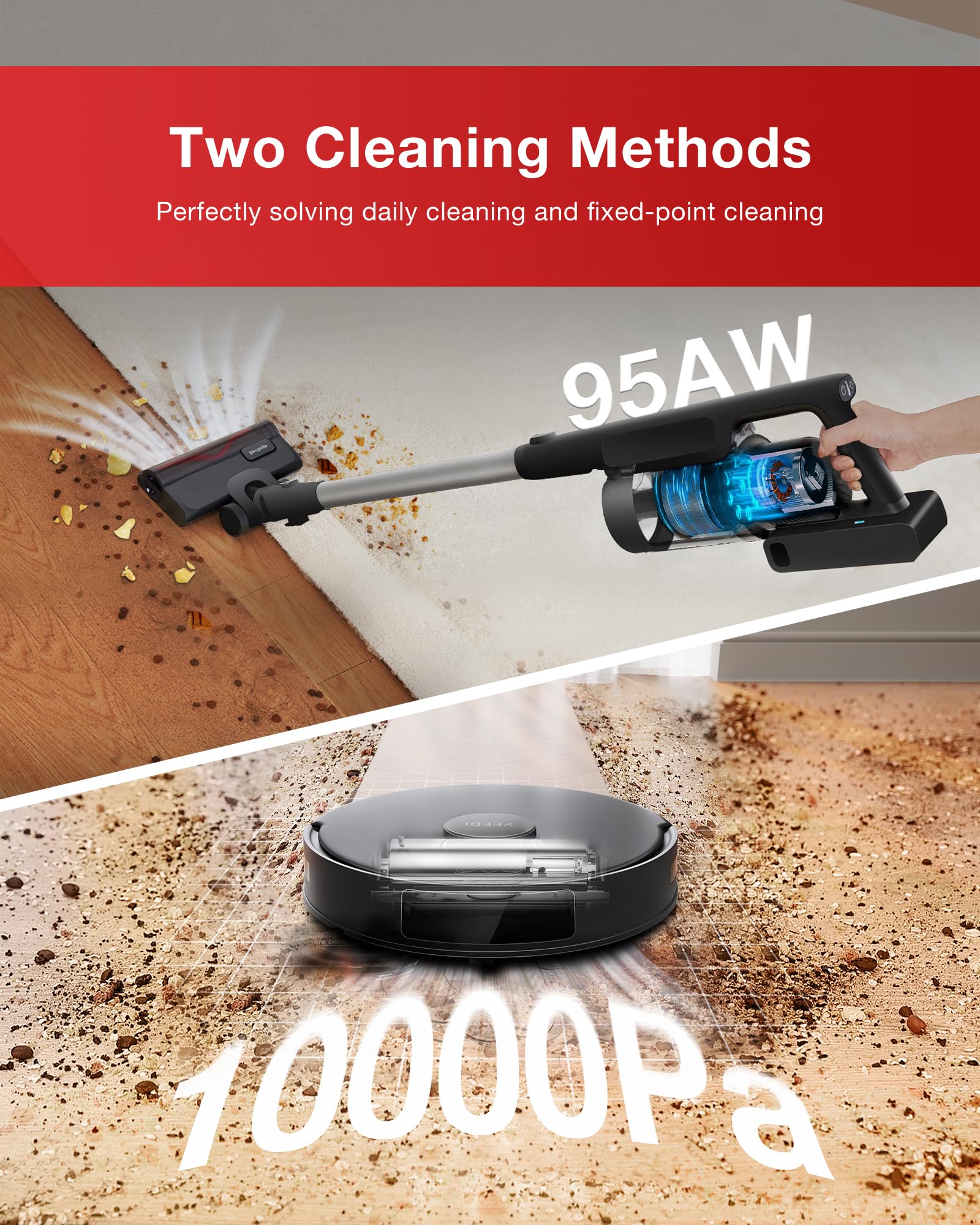 C12 Combo Cordless Stick Vacuum & Robot & Mopping