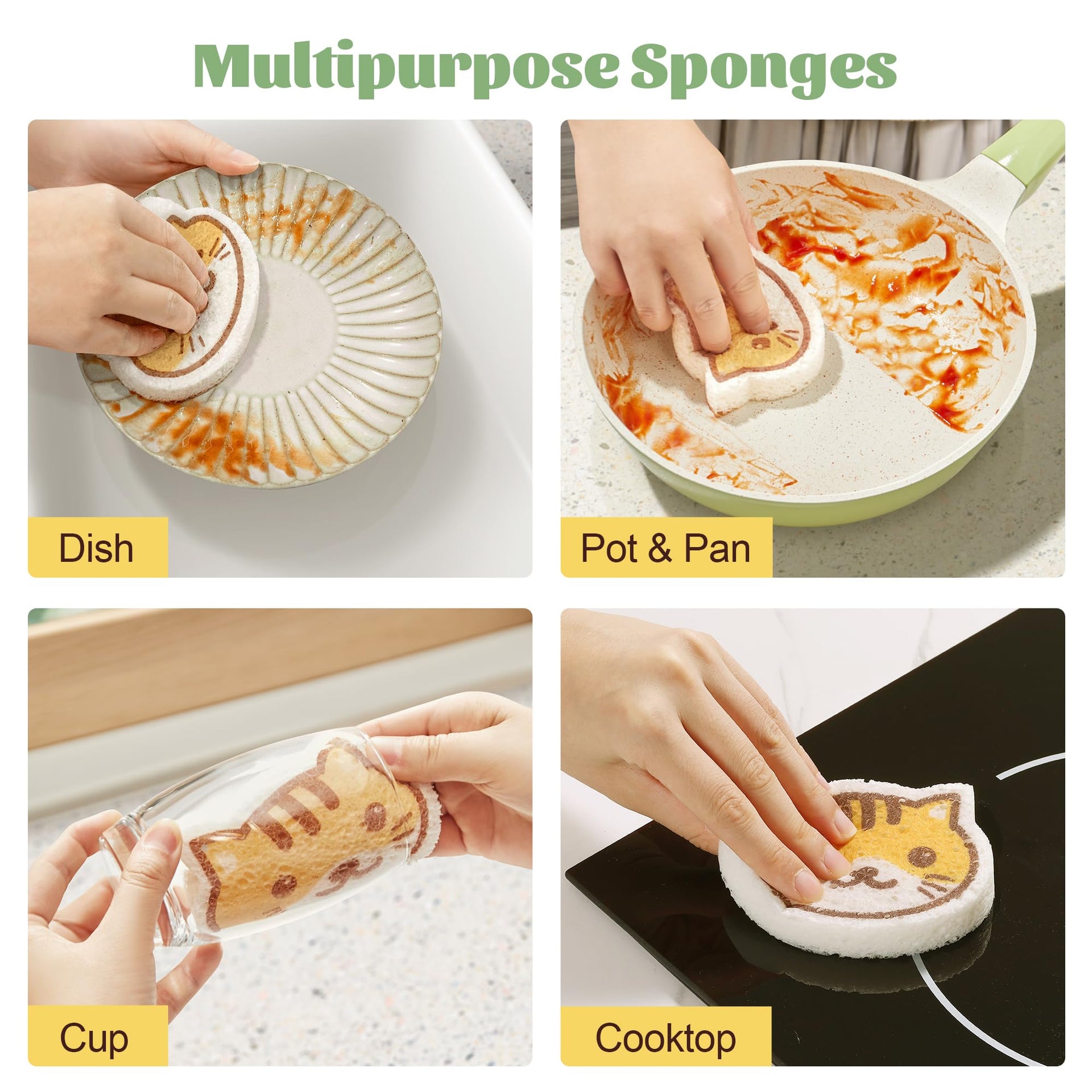 Cartoon Kitchen Sponge (4 Count)