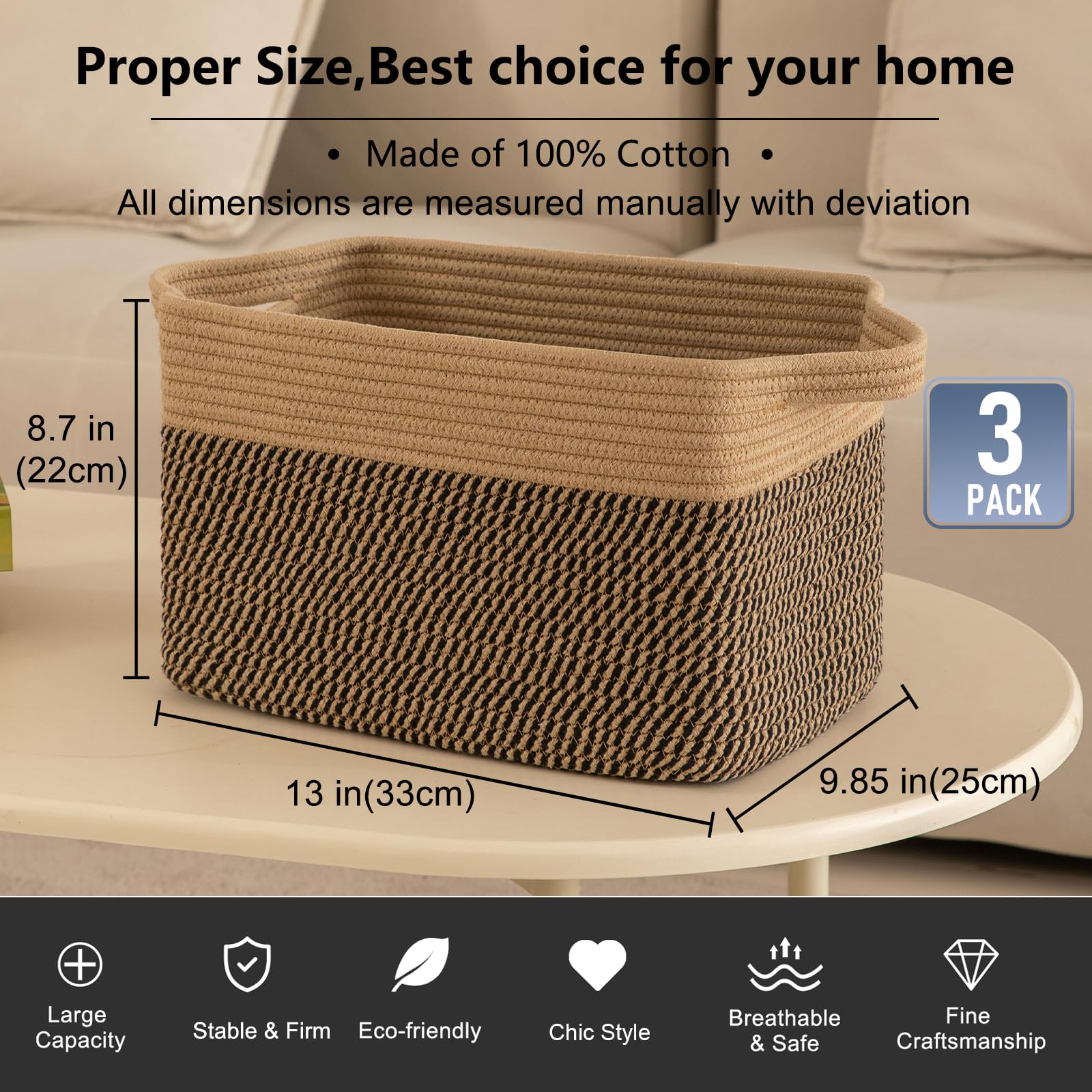 3 Pack Storage Basket for Organizing