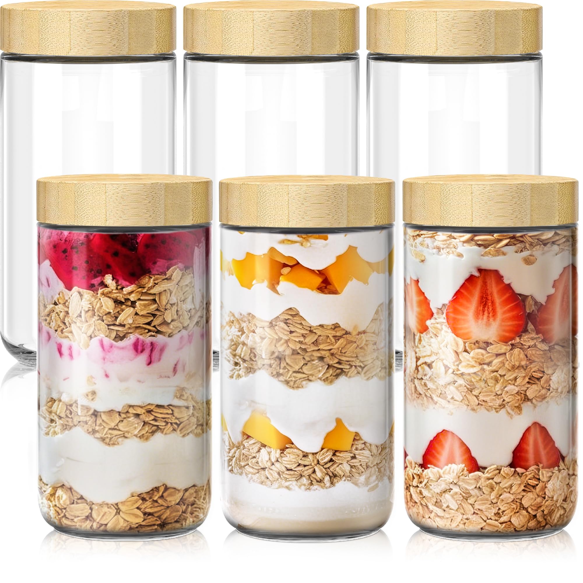 24 oz Glass Overnight Oats Containers (6 Count)