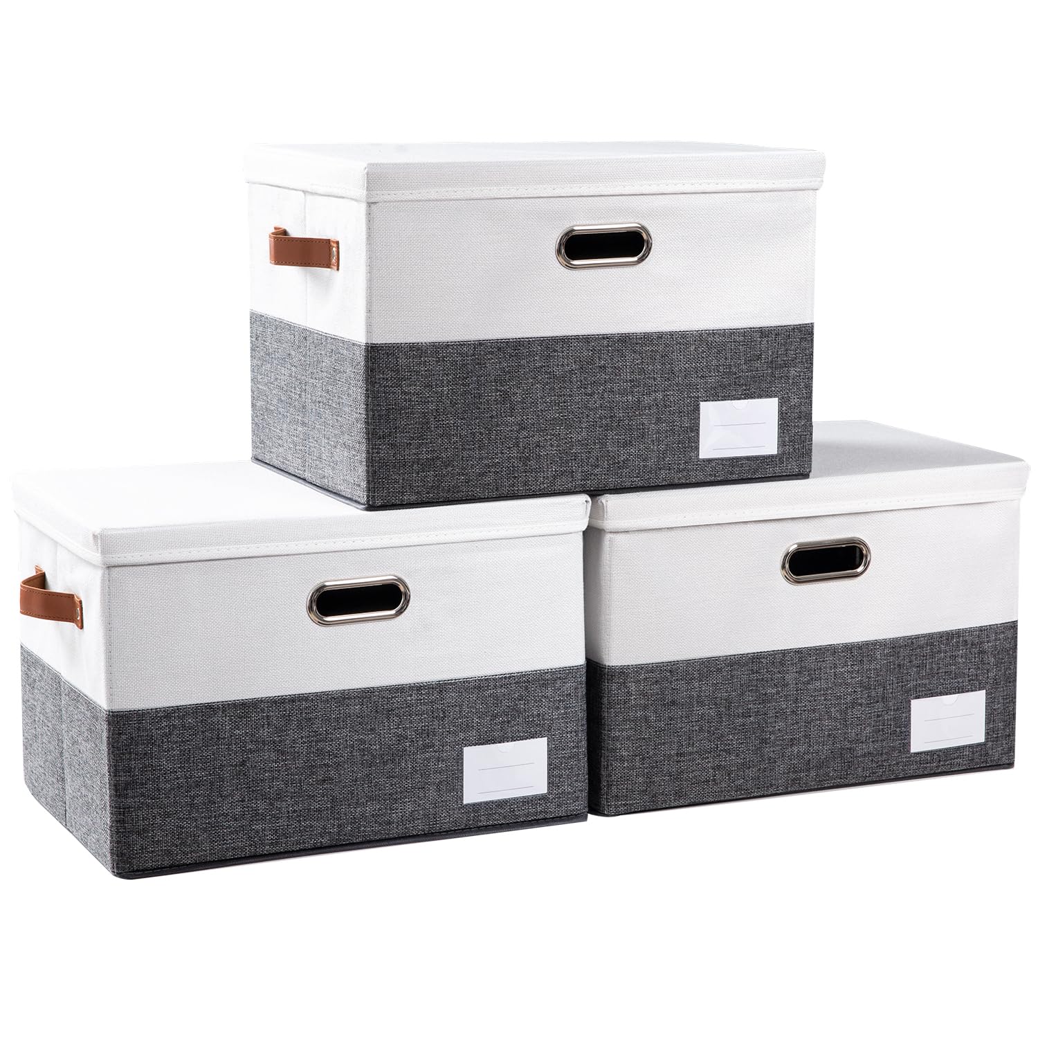 Foldable Storage Bins with Lids [3 (3 Count)