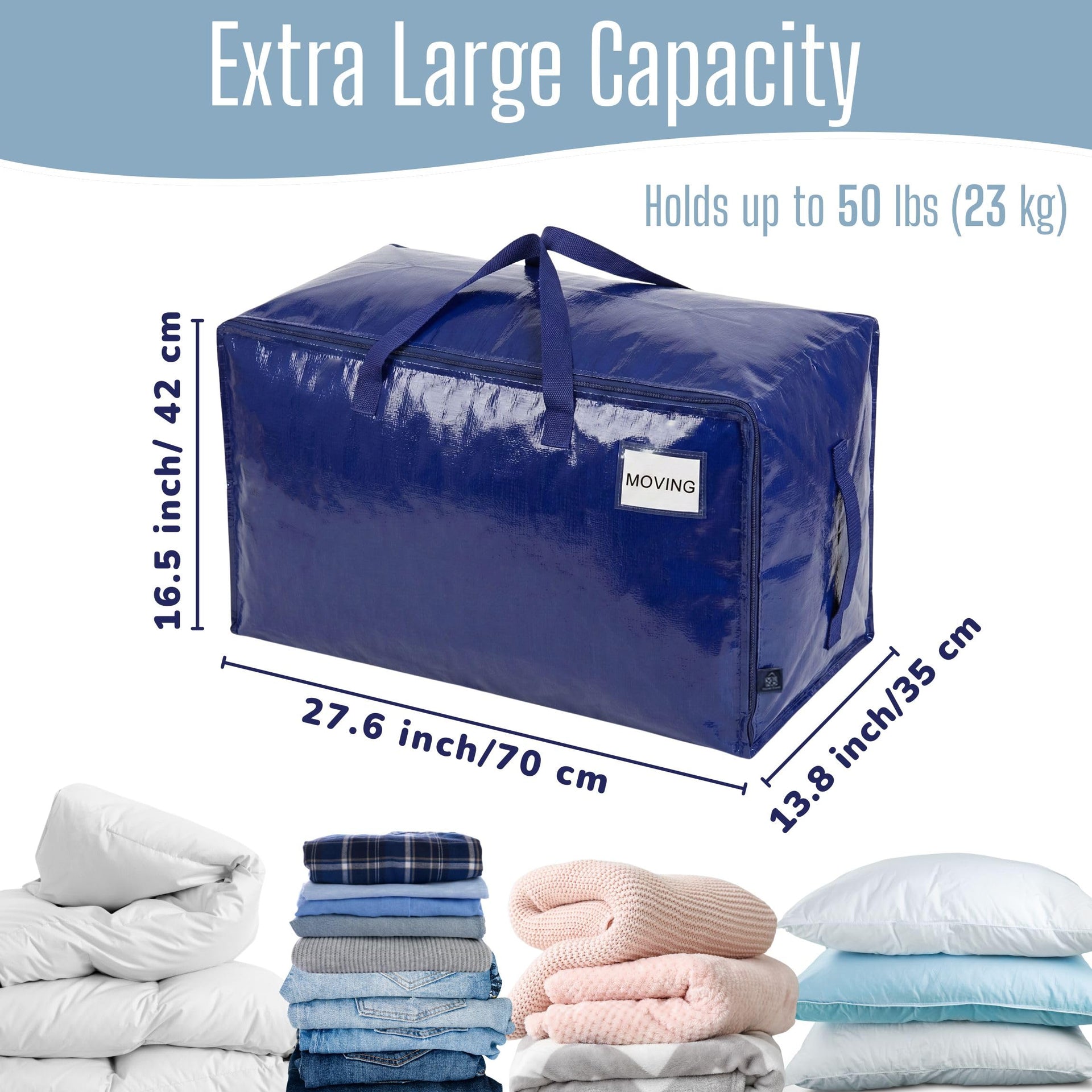 10 Pack Extra Large Heavy Duty Moving Bags with Wide Opening & Reinforced Handles (10 Count)