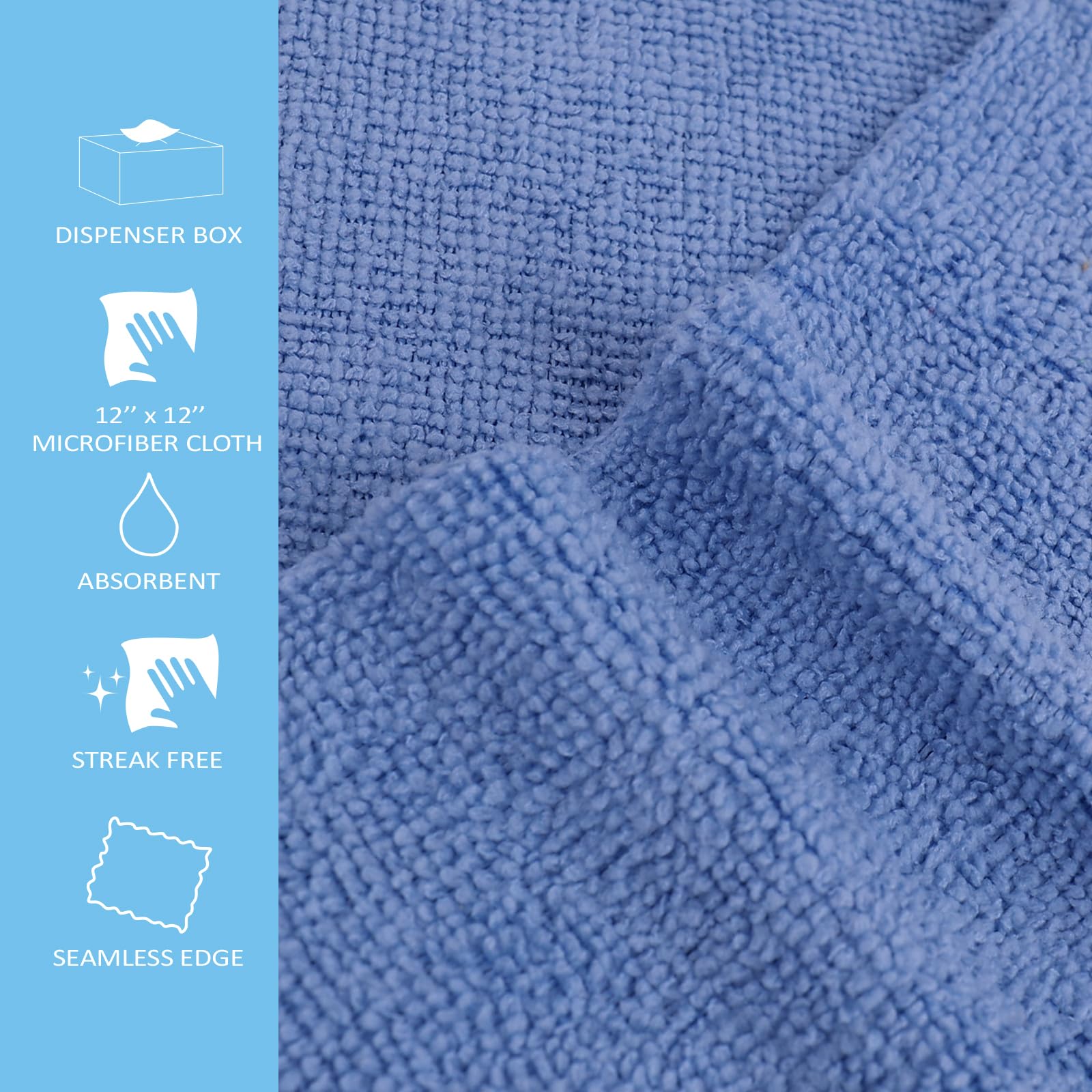 50PK Profesional Resuable Lint Free Microfiber Edgeless Cleaning Cloth Cleaning Rags (50 Count)