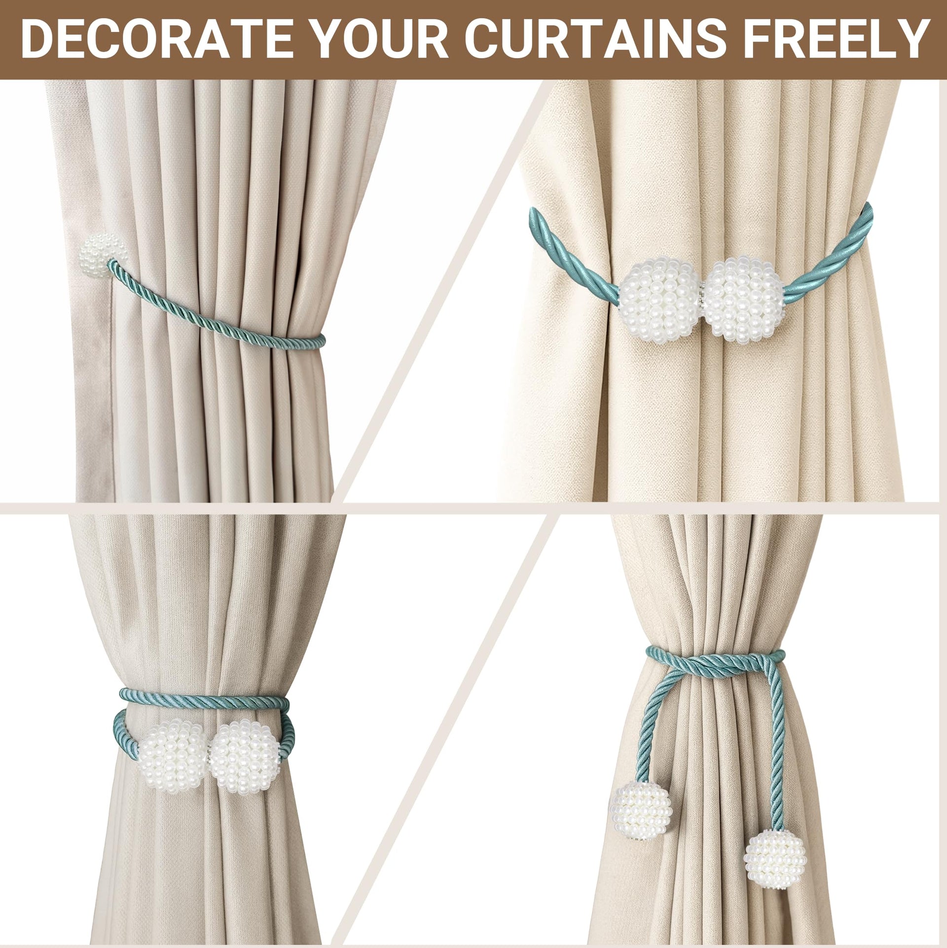 Magnetic Curtain Tiebacks Blue 6pcs (6 Count)