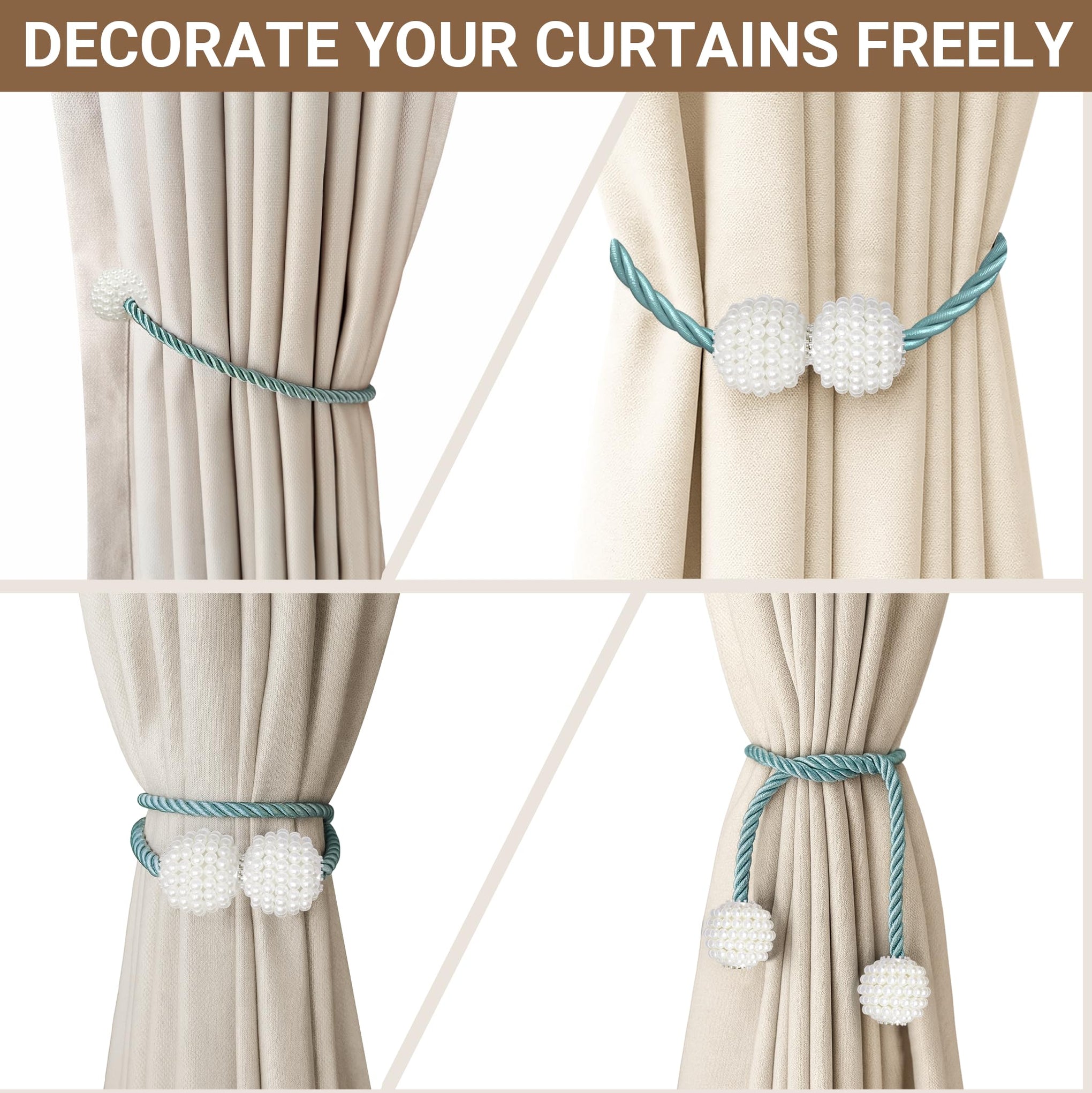 Magnetic Curtain Tiebacks Blue 6pcs (6 Count)