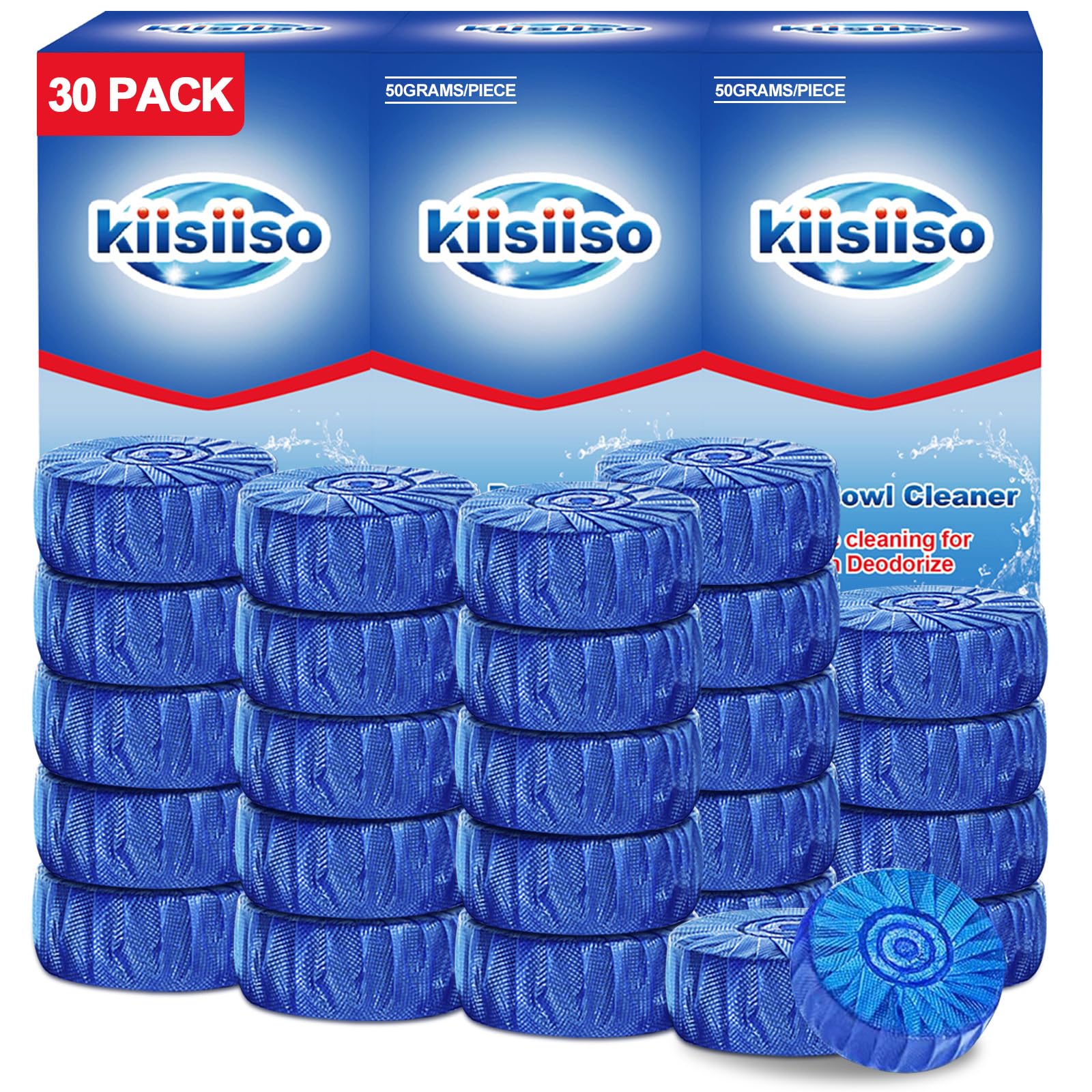 Automatic Toilet Bowl Cleaner Tablets Blue 30 Pack (30 Count)