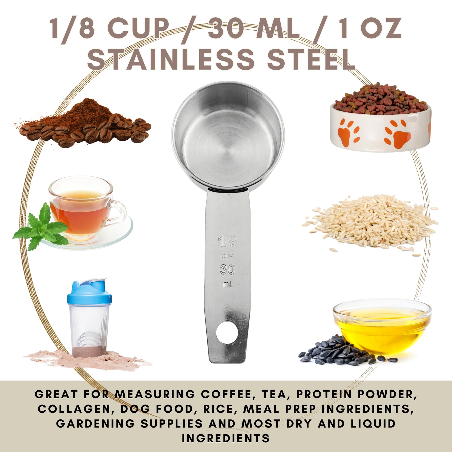 1 8 Cup Stainless Steel Measuring Cup (4 Count (1/8 Cup))