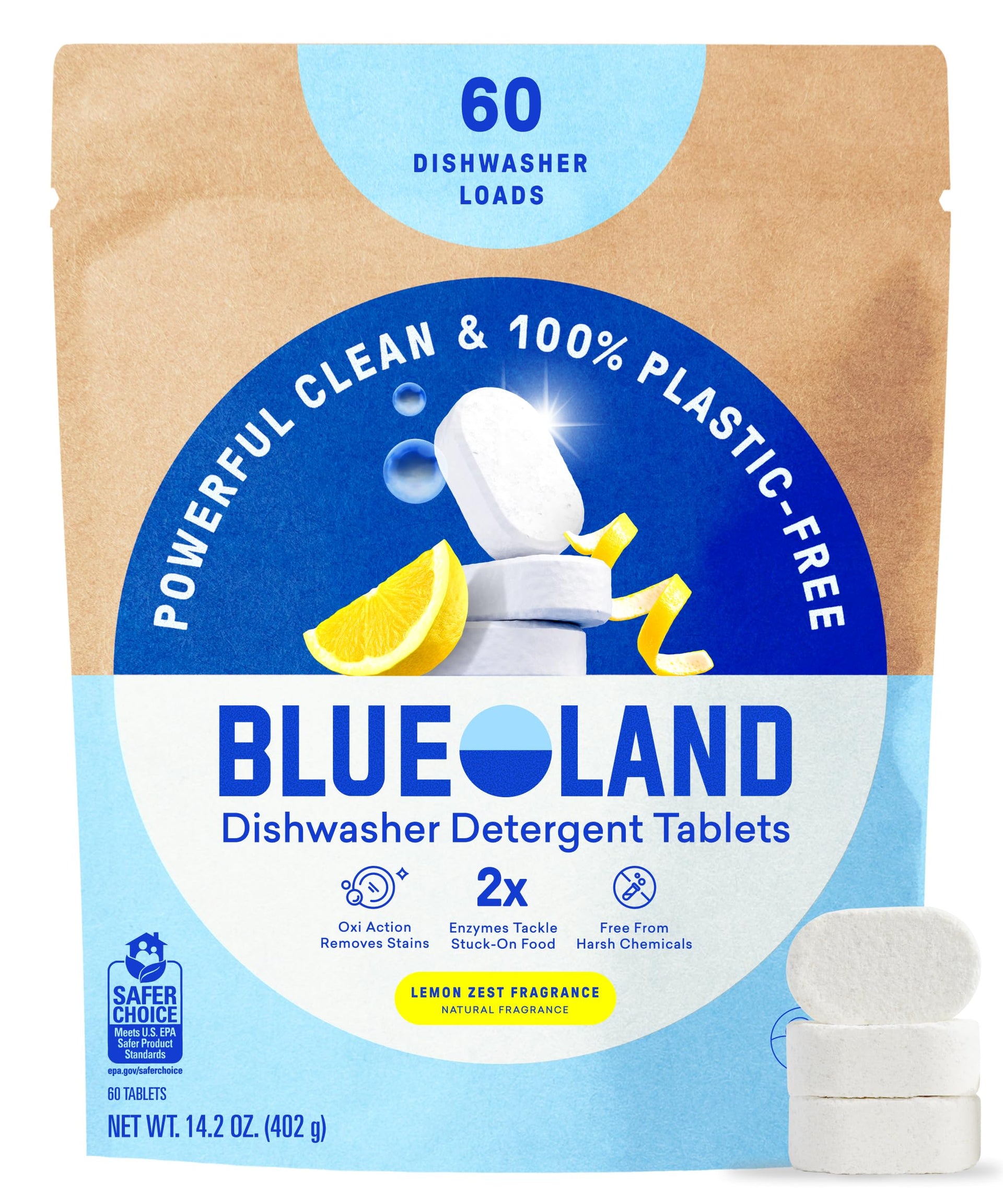 100% Plastic Free Dishwasher Detergent Tablets (60 Count)