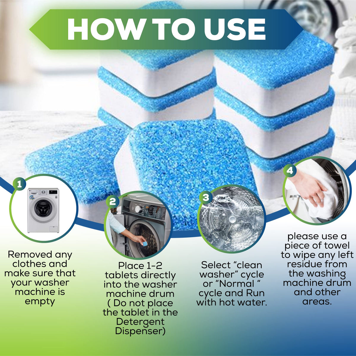Washing Machine Cleaner Descaler 15 Pack Tablets (15 Count)