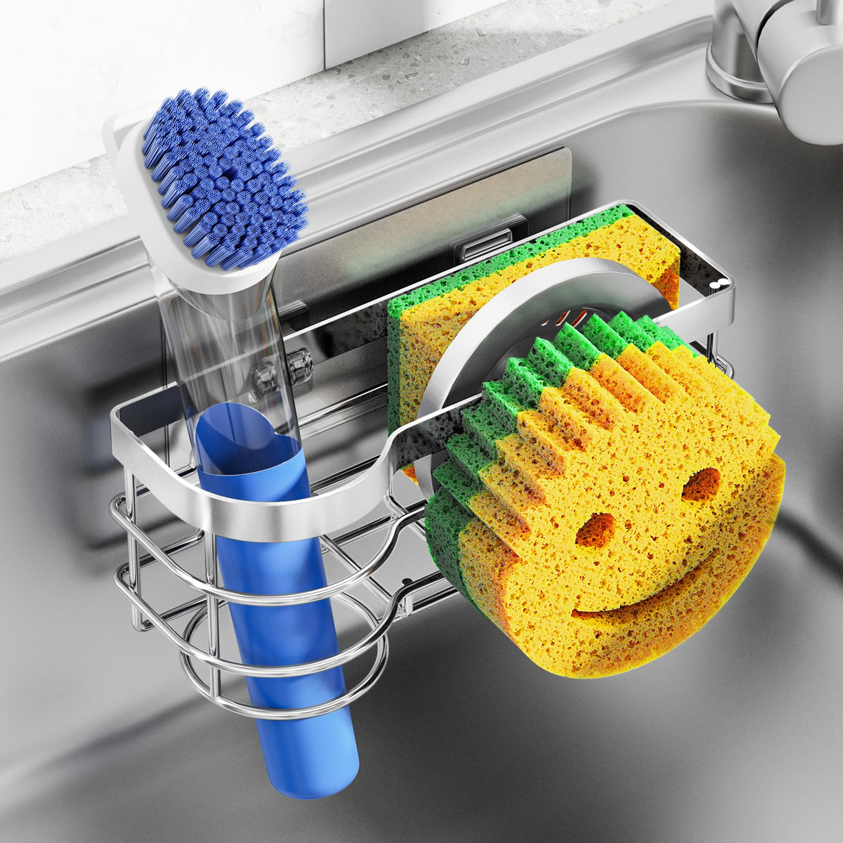 Smiley Sponge Holder for Kitchen Sink Caddy