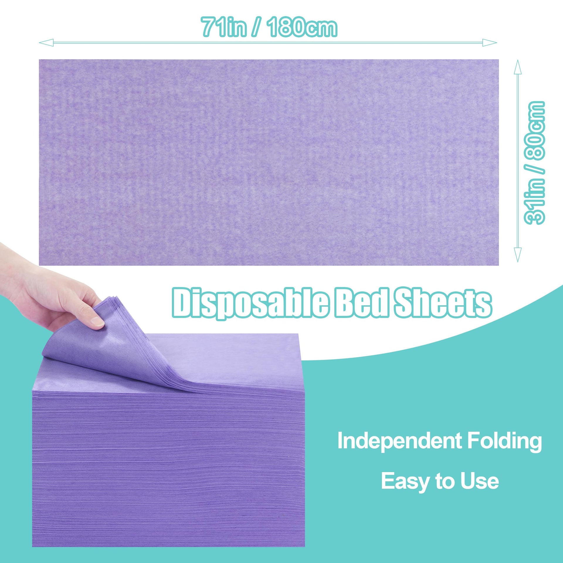 Disposable Bed Sheets for Massage Table 100 Pcs 31" x 71" Waterproof Massage Table Sheets Soft Non Woven Fabric SPA Massage Table Bed Cover Breathable for Beauty Tattoos Waxing Travel (100 Count)