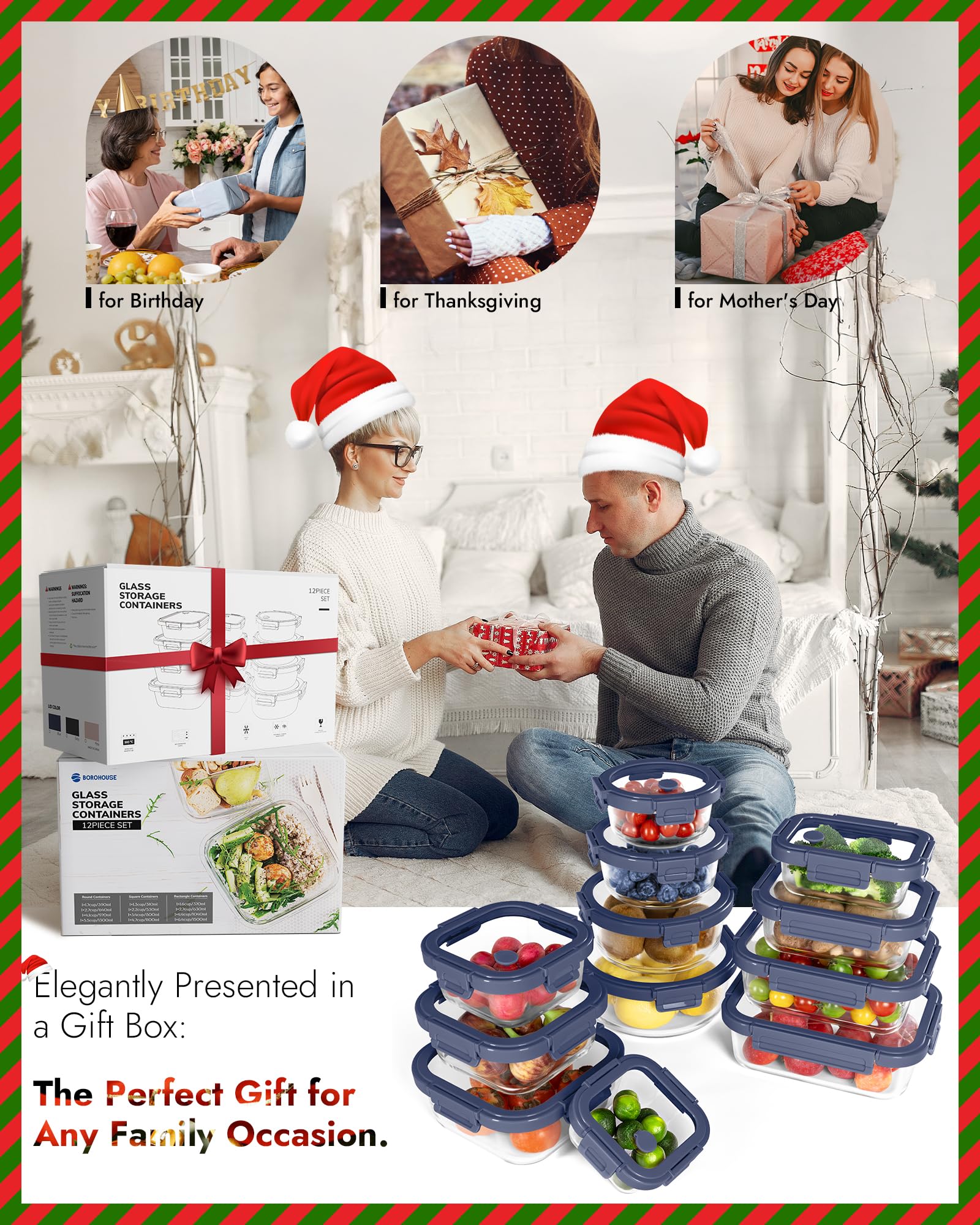 12 Pack Glass Containers with Tempered Lids (12 Count)