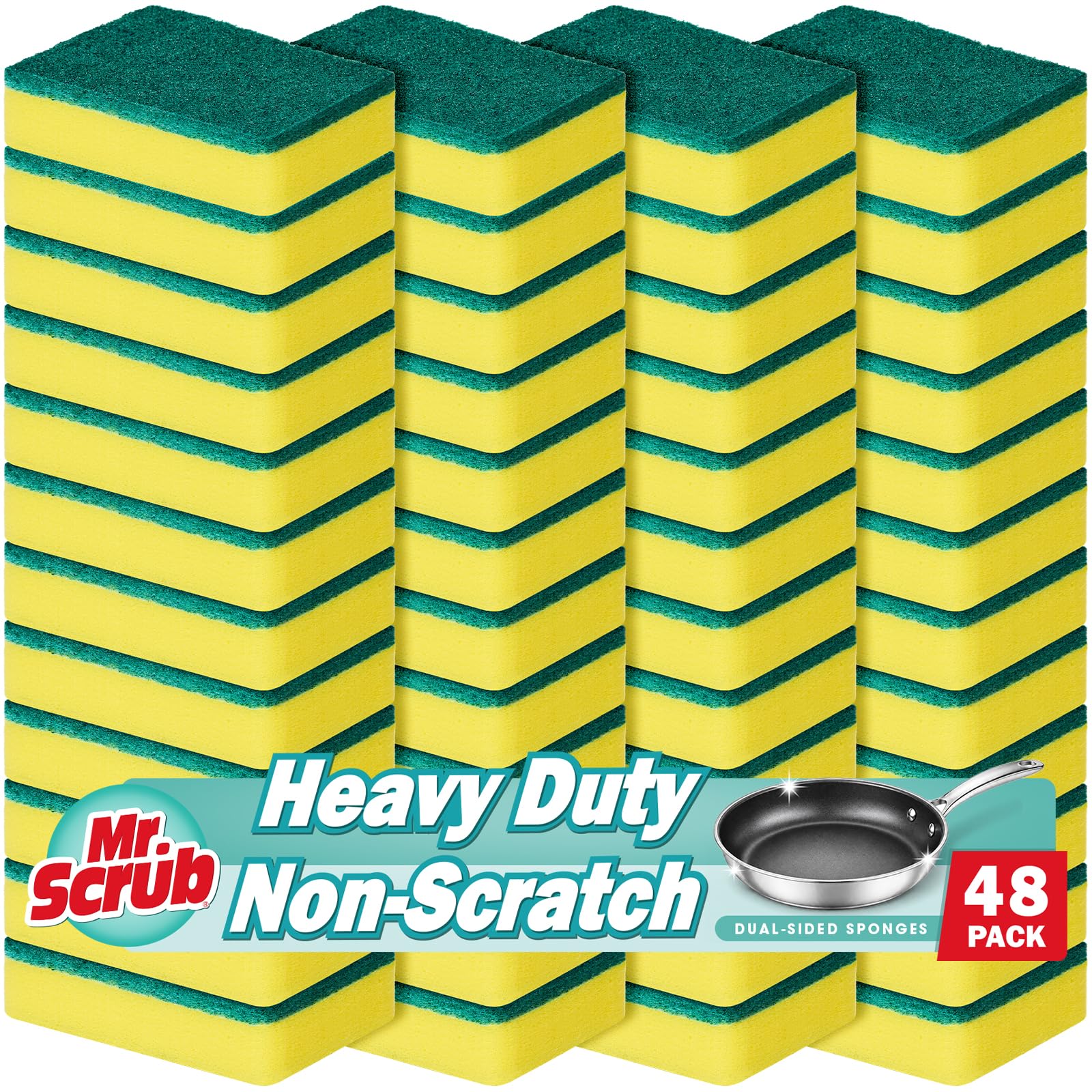 Sponges Kitchen Scrub Dish Sponge Scouring Pad (48 Count)