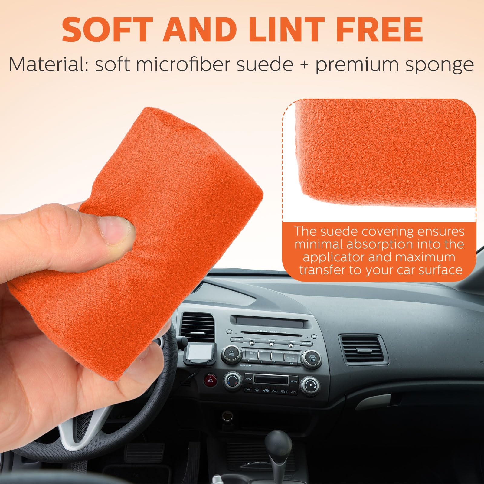 12 Pack Microfiber Applicator Pads Suede Car Detailing Sponge Ceramic Coating Applicator Pads Coating Sponge for Cars Graphene Metal Plastic Trim Ceramic Spray Applying Wax (12 Count)