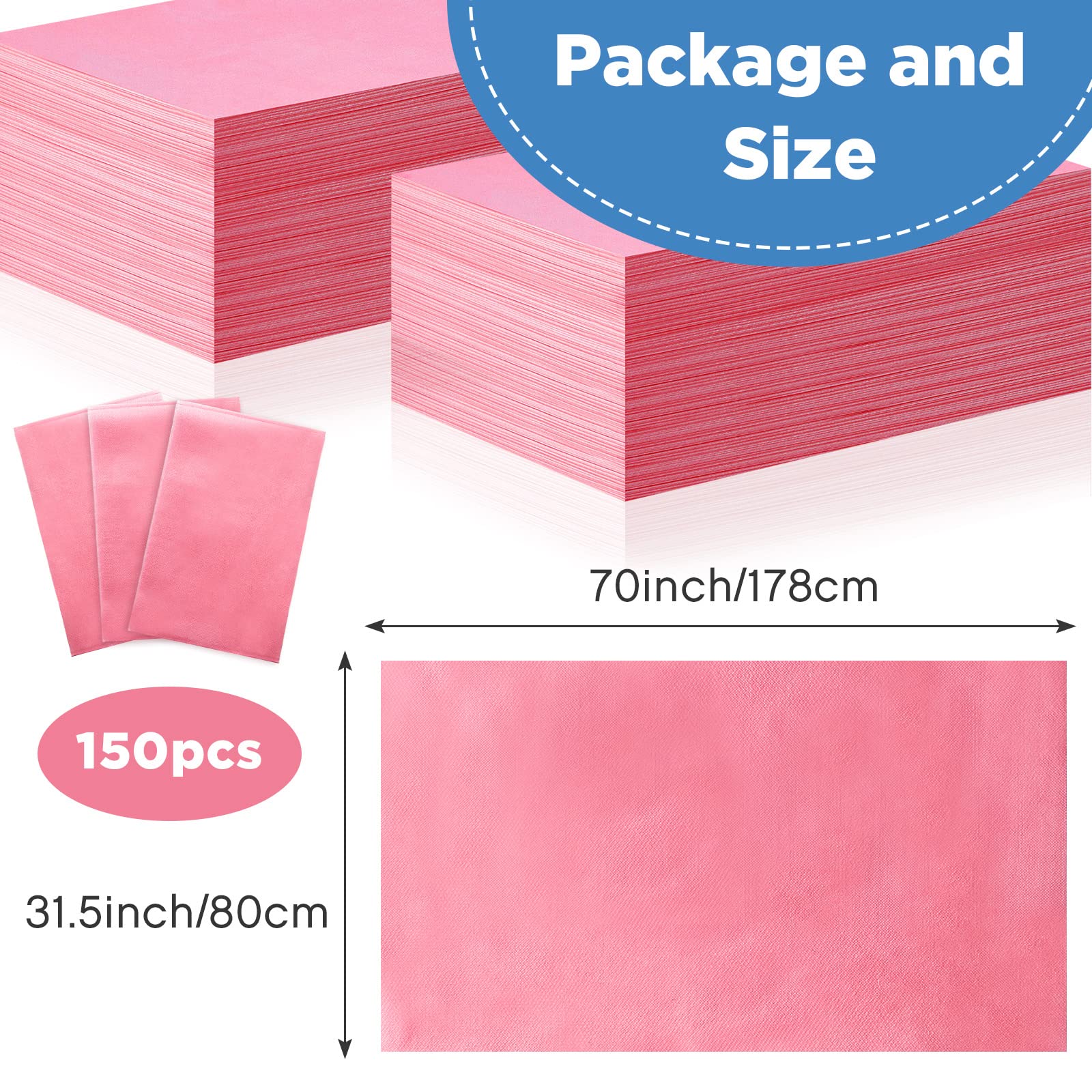 150 Pieces Disposable Massage Table Sheets 31" x 70" Waterproof Bed Sheets Non Woven Bed Cover for Massage Table Beauty Salons Tatto Spa Hotels