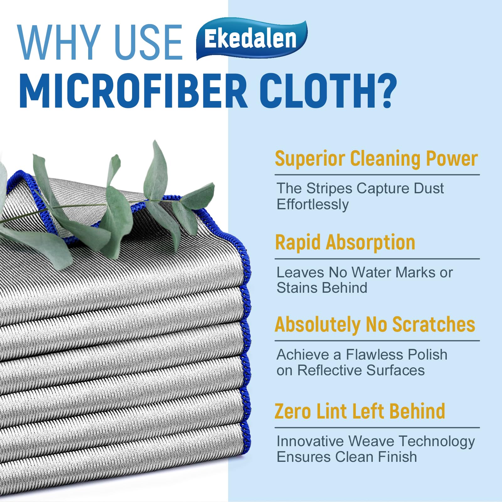 Microfiber Cleaning Cloth Lint Free Glass Polish (6 Count)