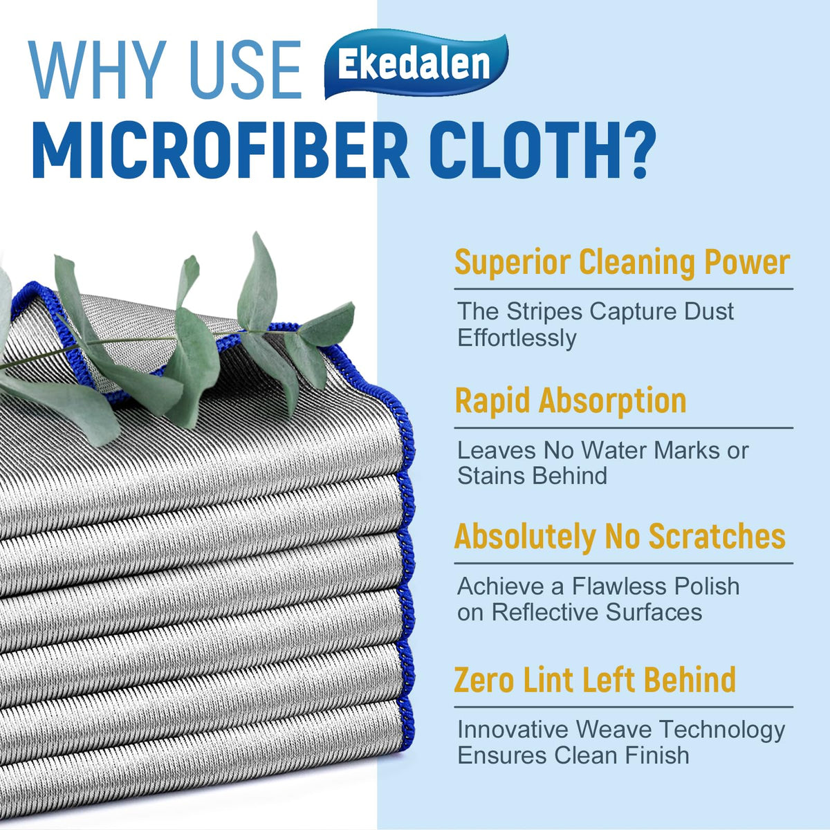 Microfiber Cleaning Cloth Lint Free Glass Polish (6 Count)