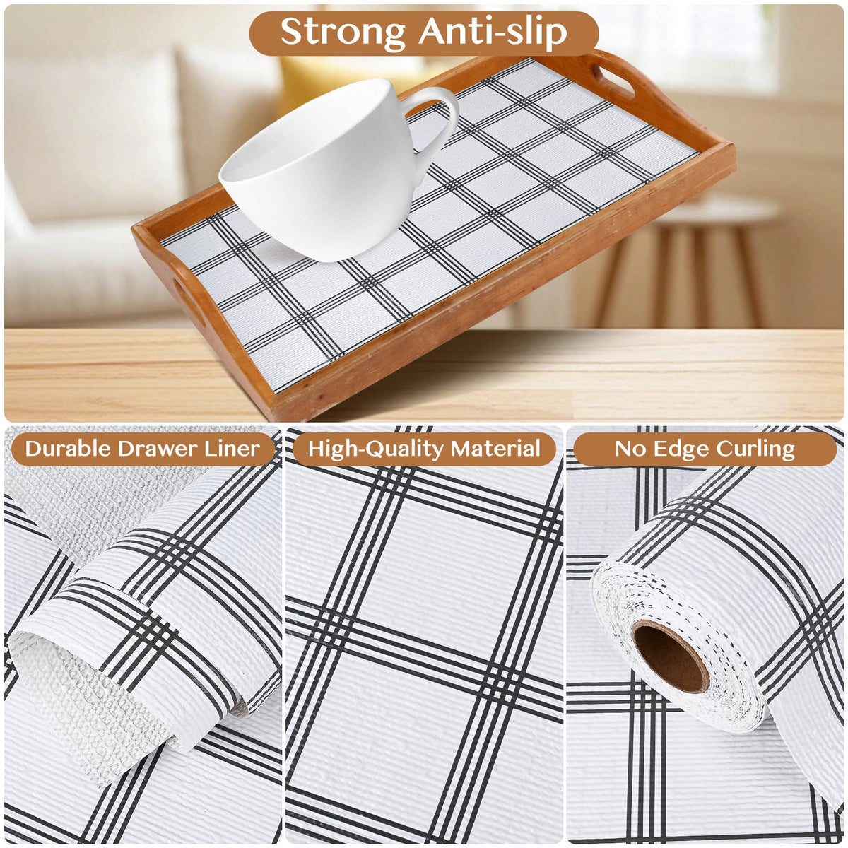 Non Adhesive Shelf and Drawer Liner for Kitchen Cabinets