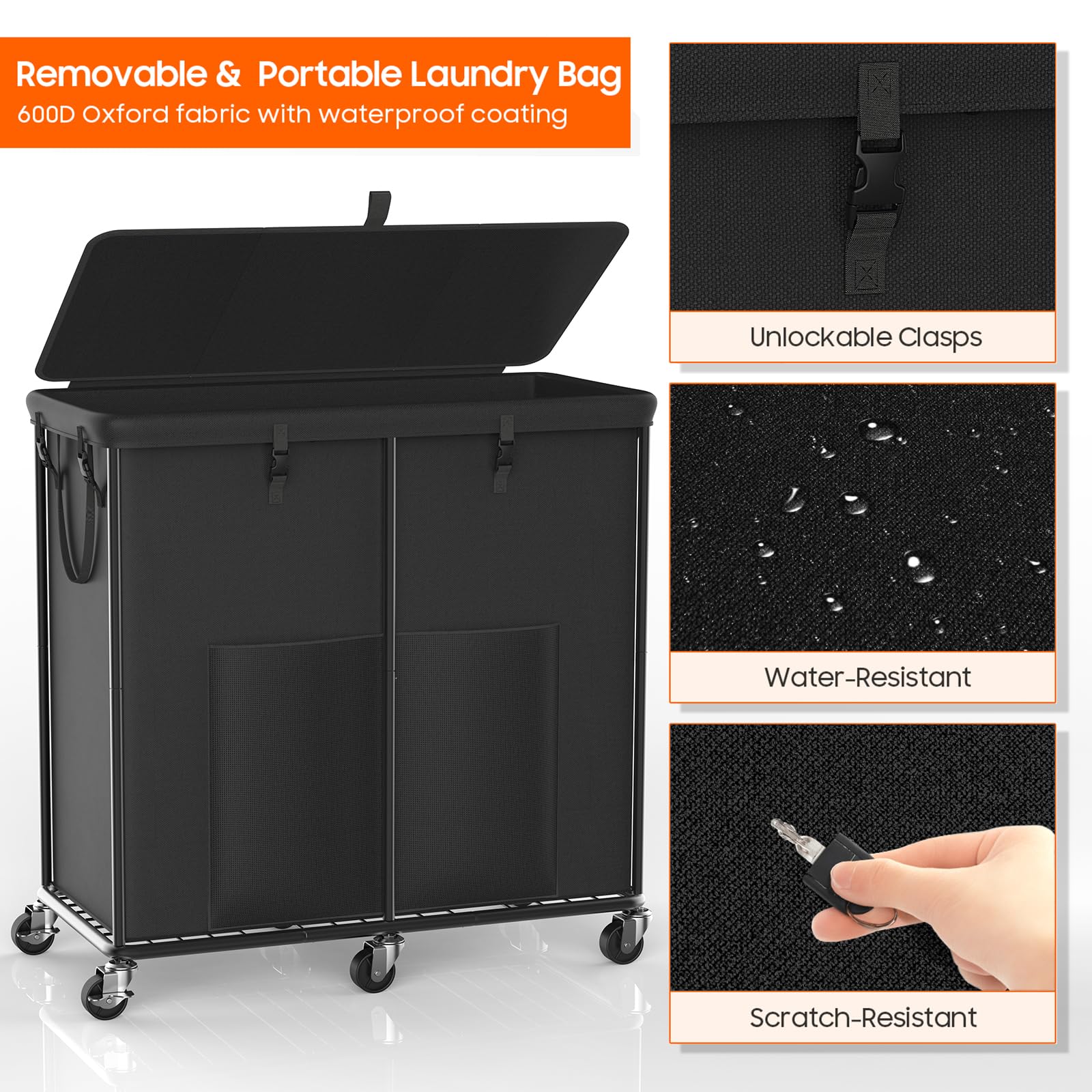 80 GAL Laundry Hamper with Lid & Wheels