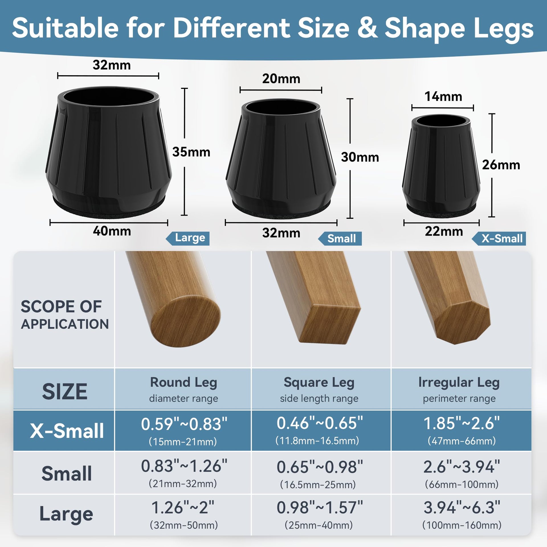 24PCS Extra Small Silicone Chair Leg Floor Protectors for Hardwood Floors (24 Count)