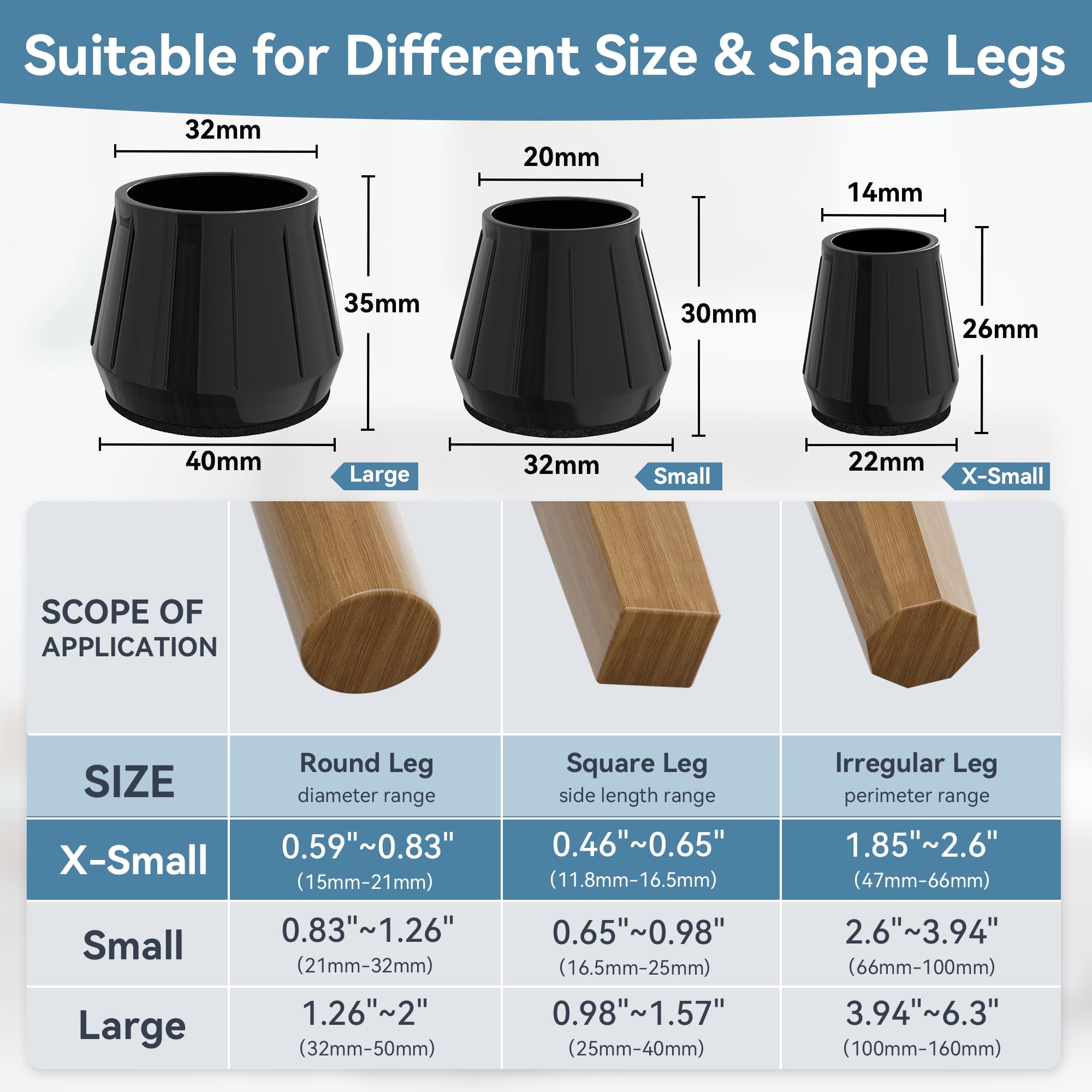 24PCS Extra Small Silicone Chair Leg Floor Protectors for Hardwood Floors (24 Count)