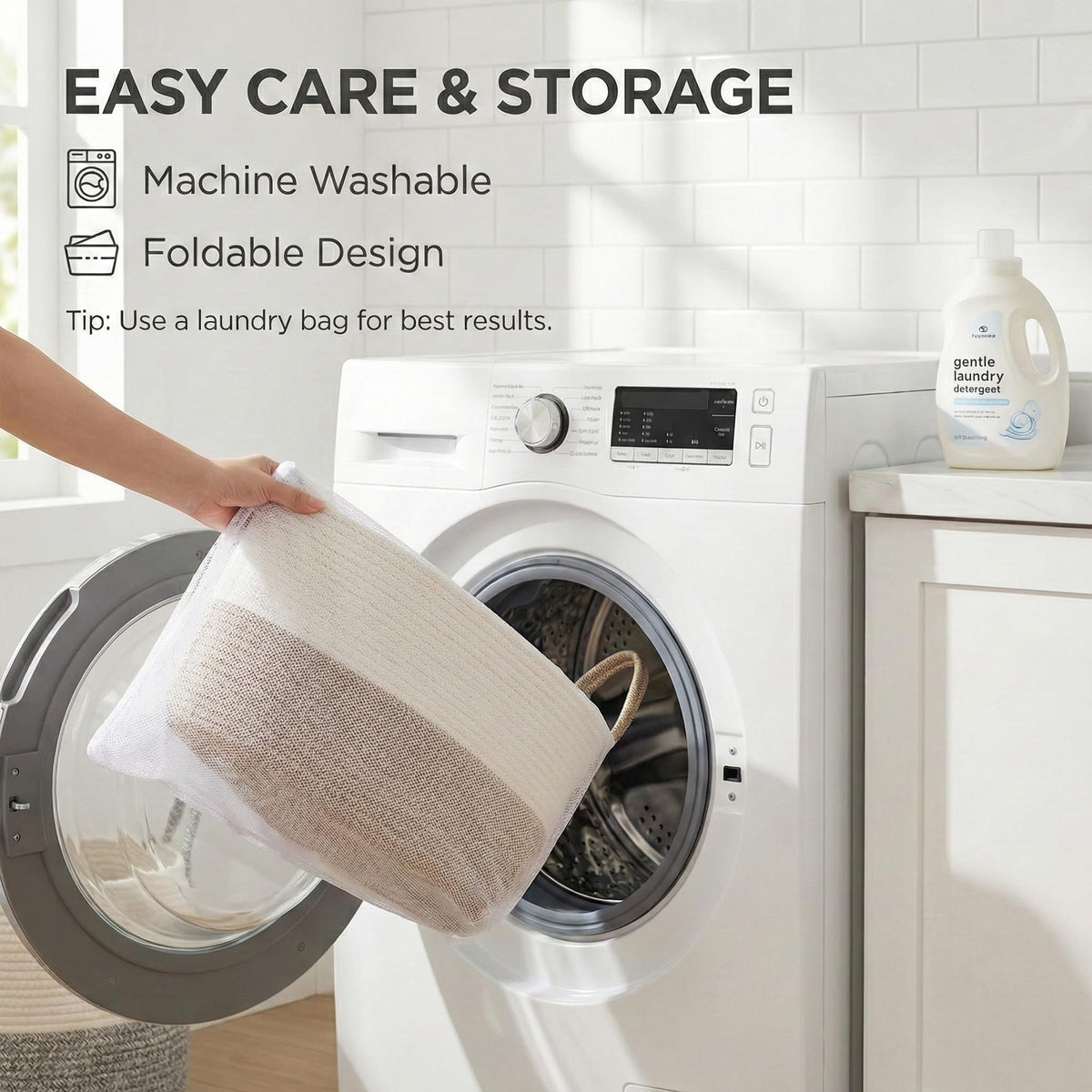 115L Extra Large Machine Washable Cotton Rope Blanket Basket