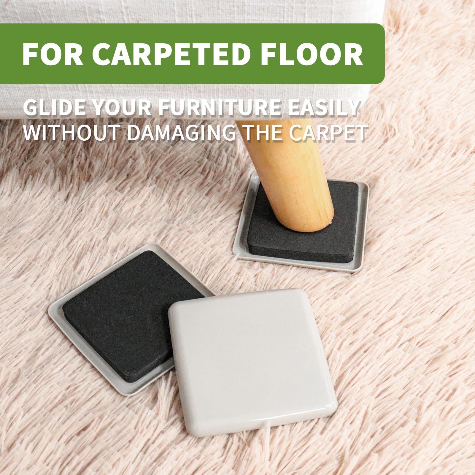 Furniture Sliders for Carpet 8 PCS (8 Count)