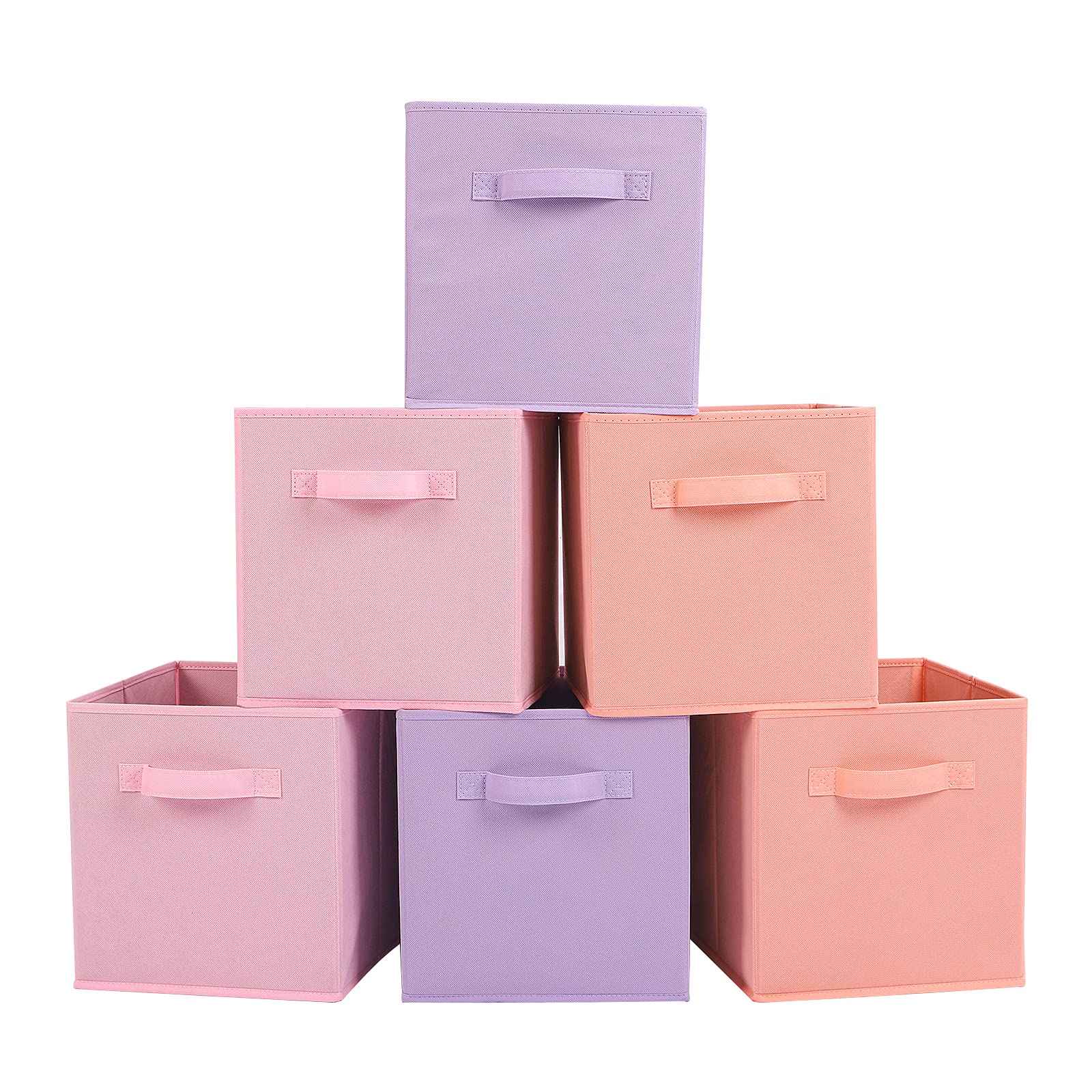 13x13x13 Inch Fabric Storage Bins 6 Pack Fun Colored Durable Storage Cubes with Handles Foldable Cube Baskets for Home