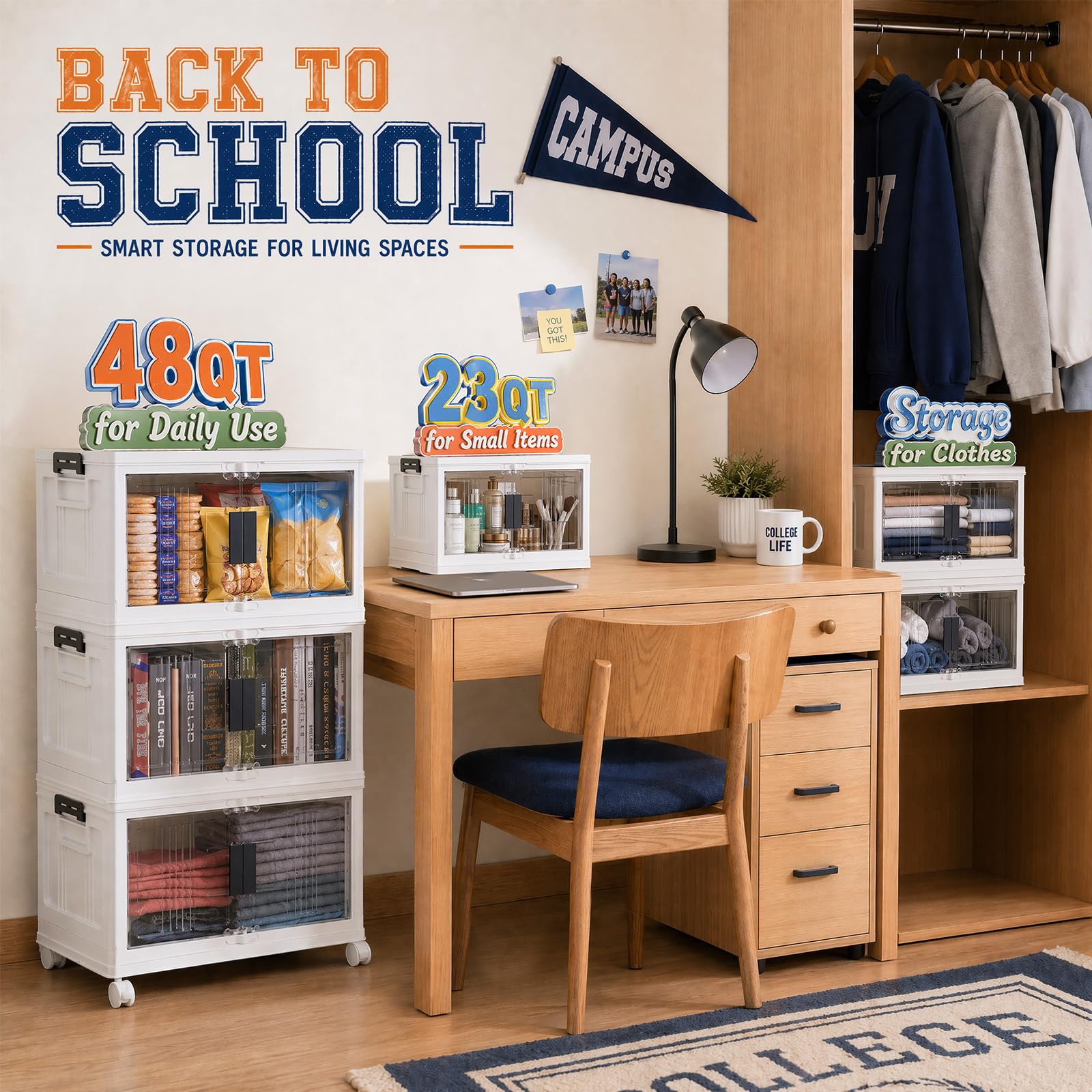 144QT Storage Bins with Lids for Closets