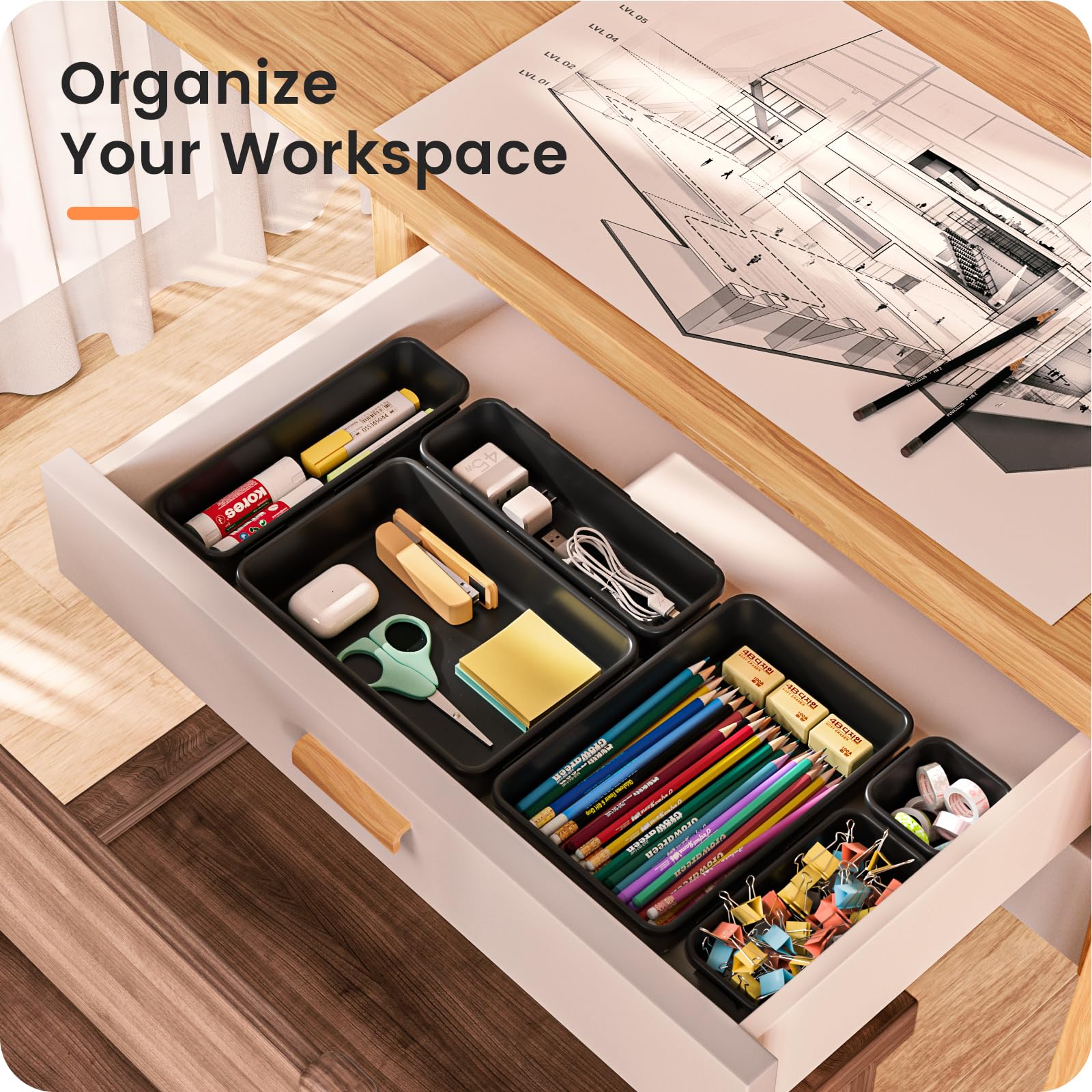 Military Grade】 Drawer Organizer (28 Count)