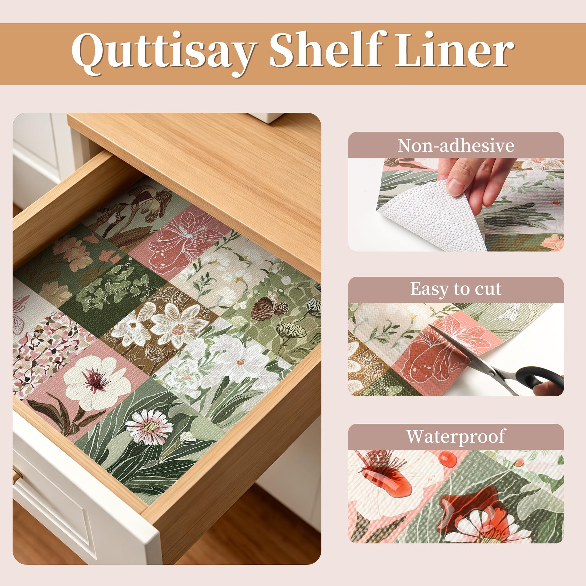 Shelf Liners for Cabinet Dresser Floral Drawer Liner 12In x 10FT
