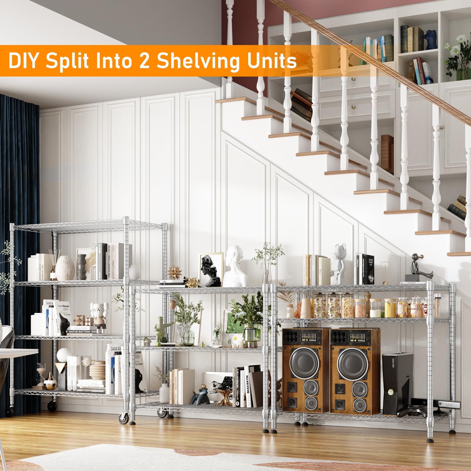 4 Tier Heavy Duty Steel Wire Rack Storage Shelving (4 Count)