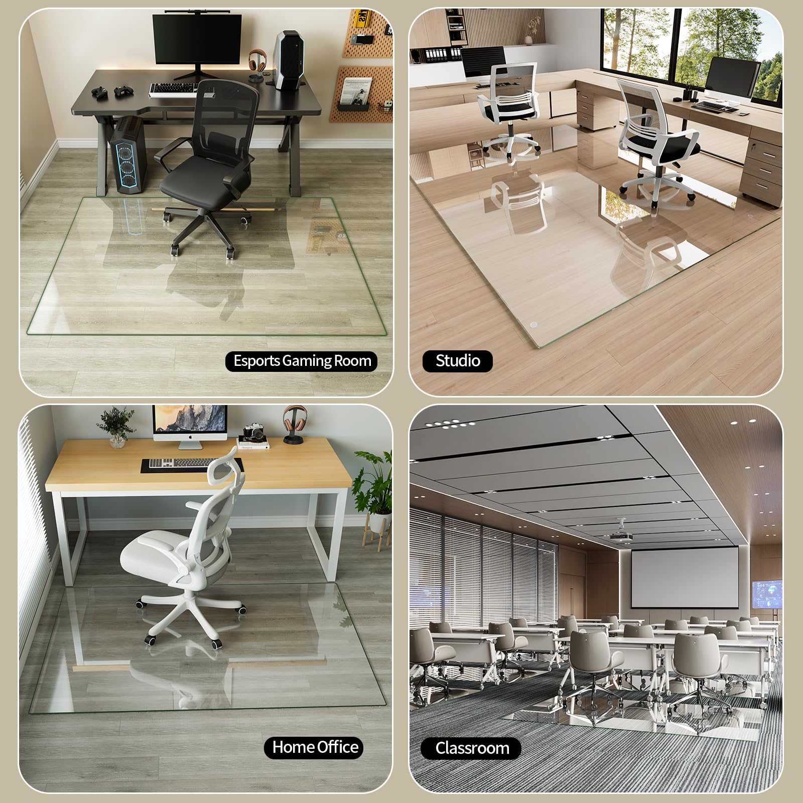40" x 80" Office Chair Mat for Hardwood Floors & Carpets