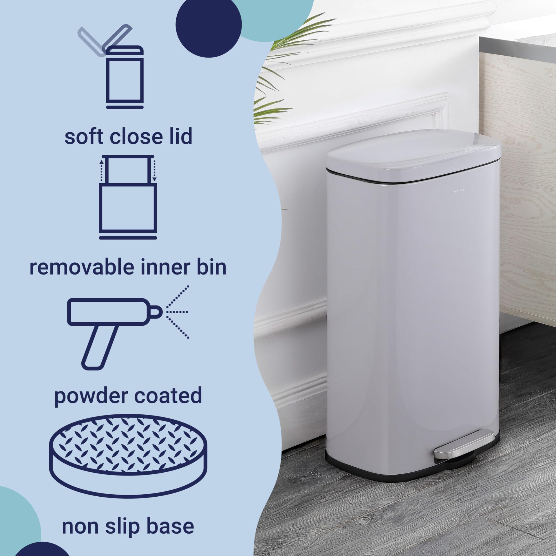 Curtis 8 Gal Step Trash Can Soft Close 25"