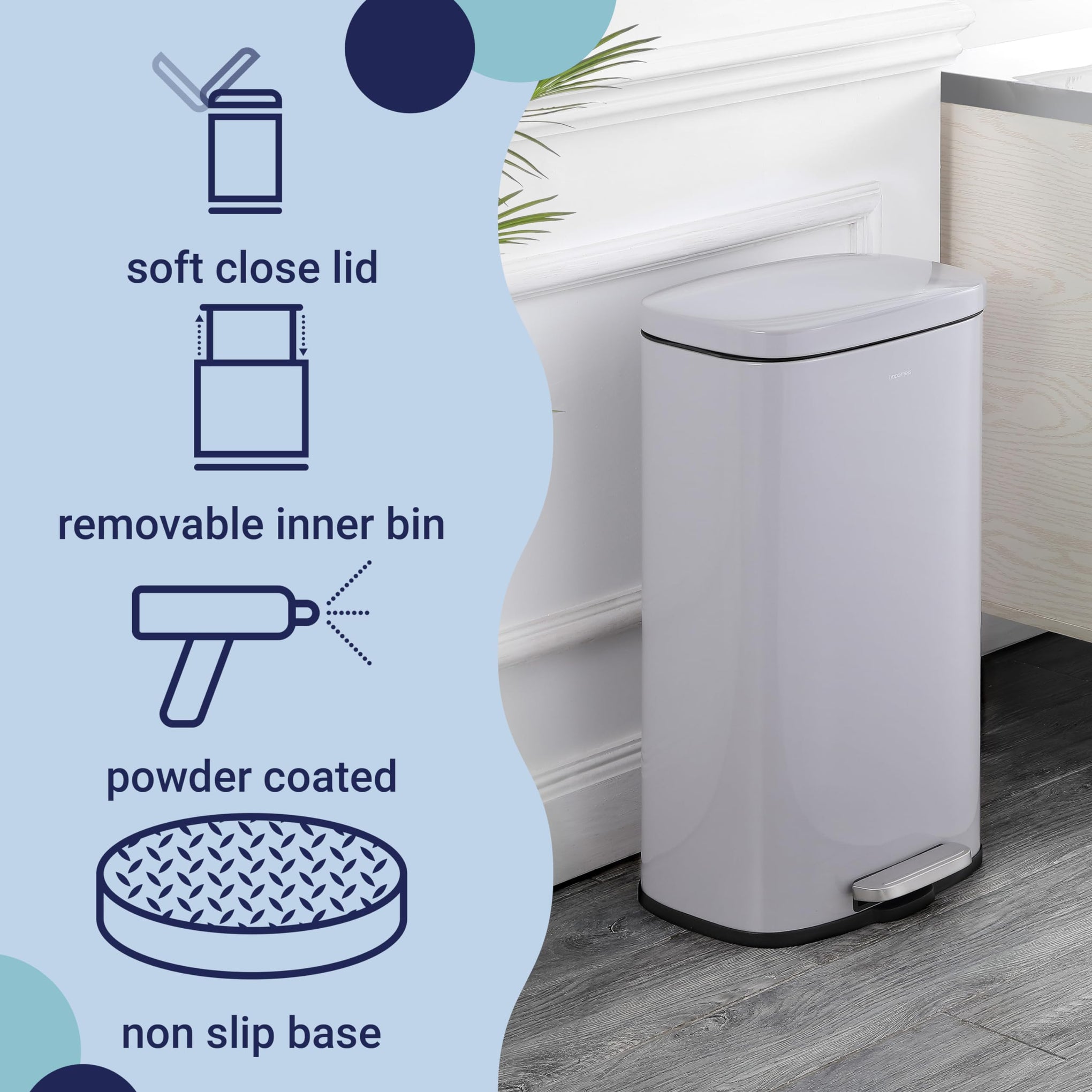 Curtis 8 Gal Step Trash Can Soft Close 25"
