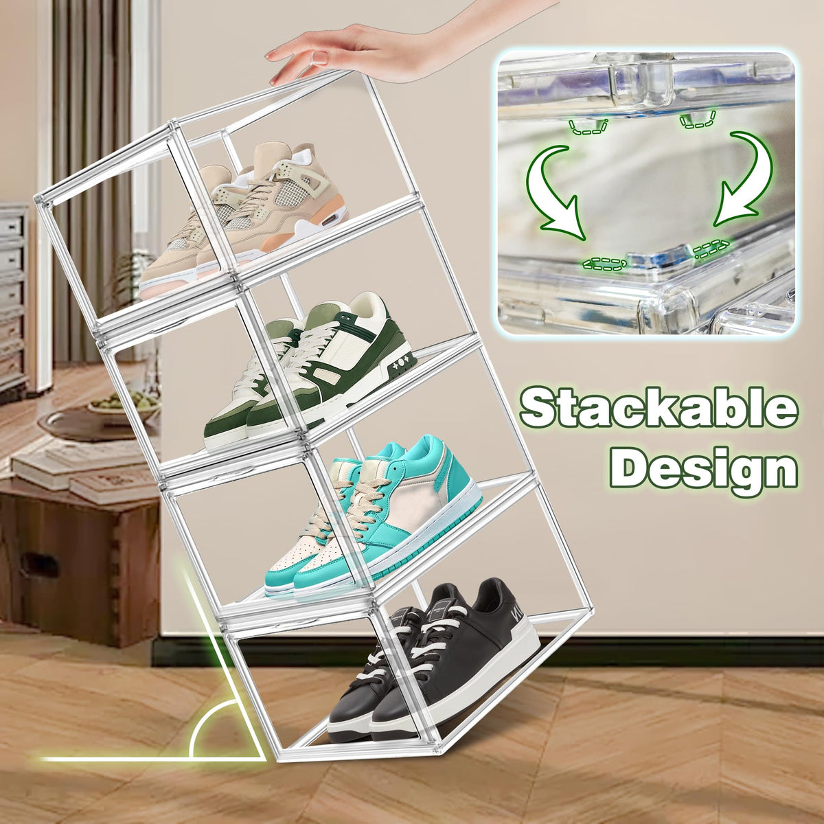 2 Pack Clear Acrylic Shoe Boxes Fit Size 12 (2 Count)