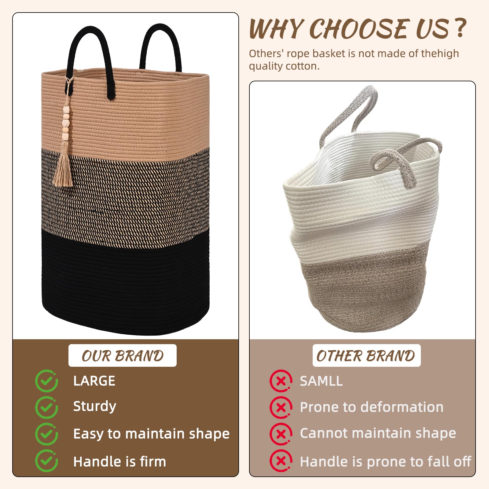 Woven Laundry Basket for Clothes (16 Ounce)