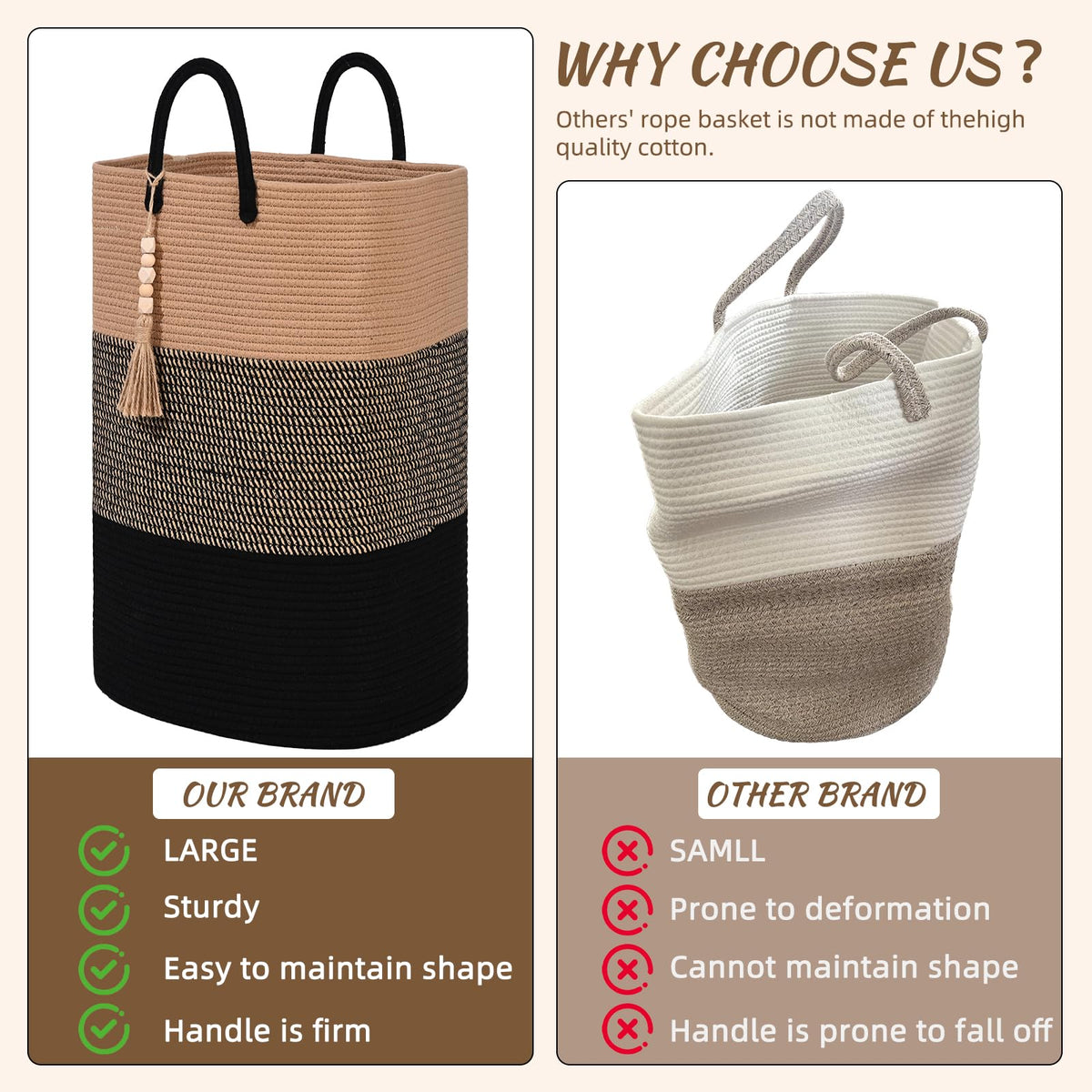 Woven Laundry Basket for Clothes (16 Ounce)