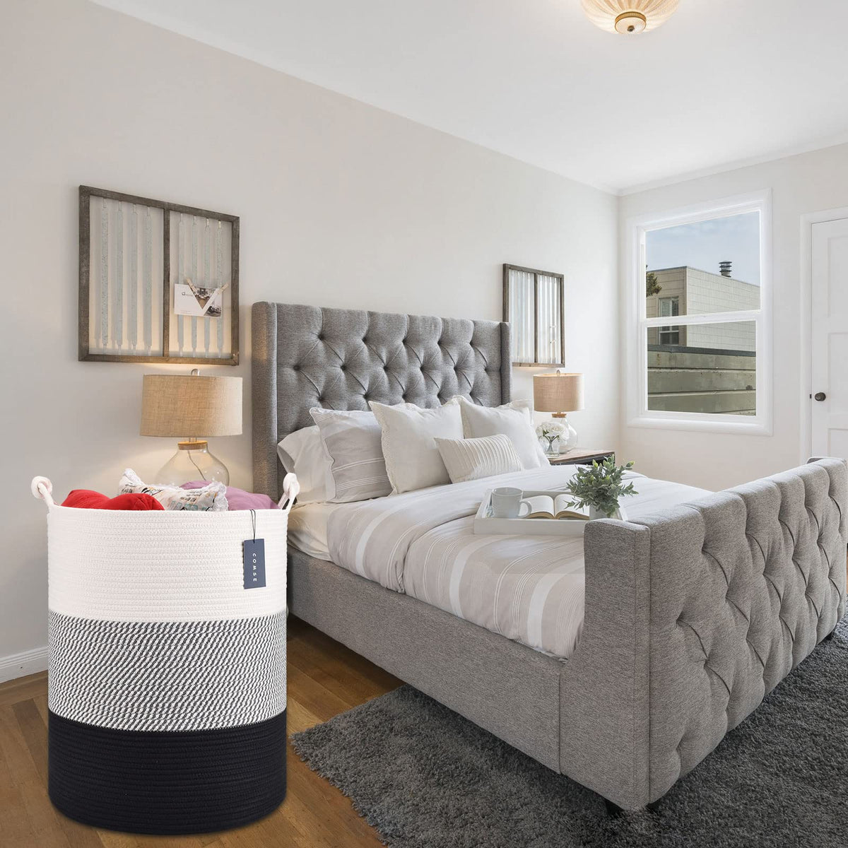 Tall Woven Blanket & Laundry Basket