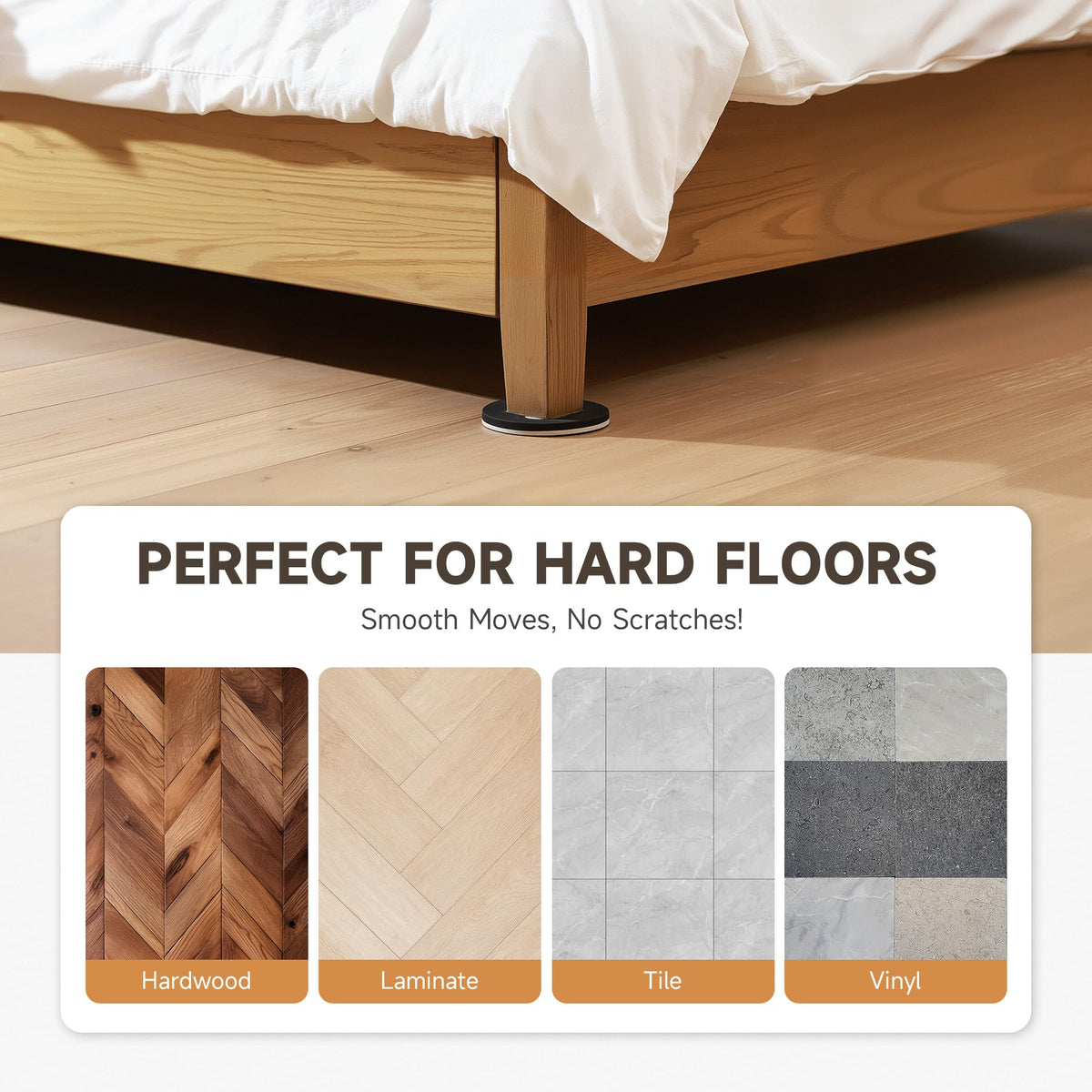8pcs Felt Furniture Sliders for Hardwood Floors (8 Count)