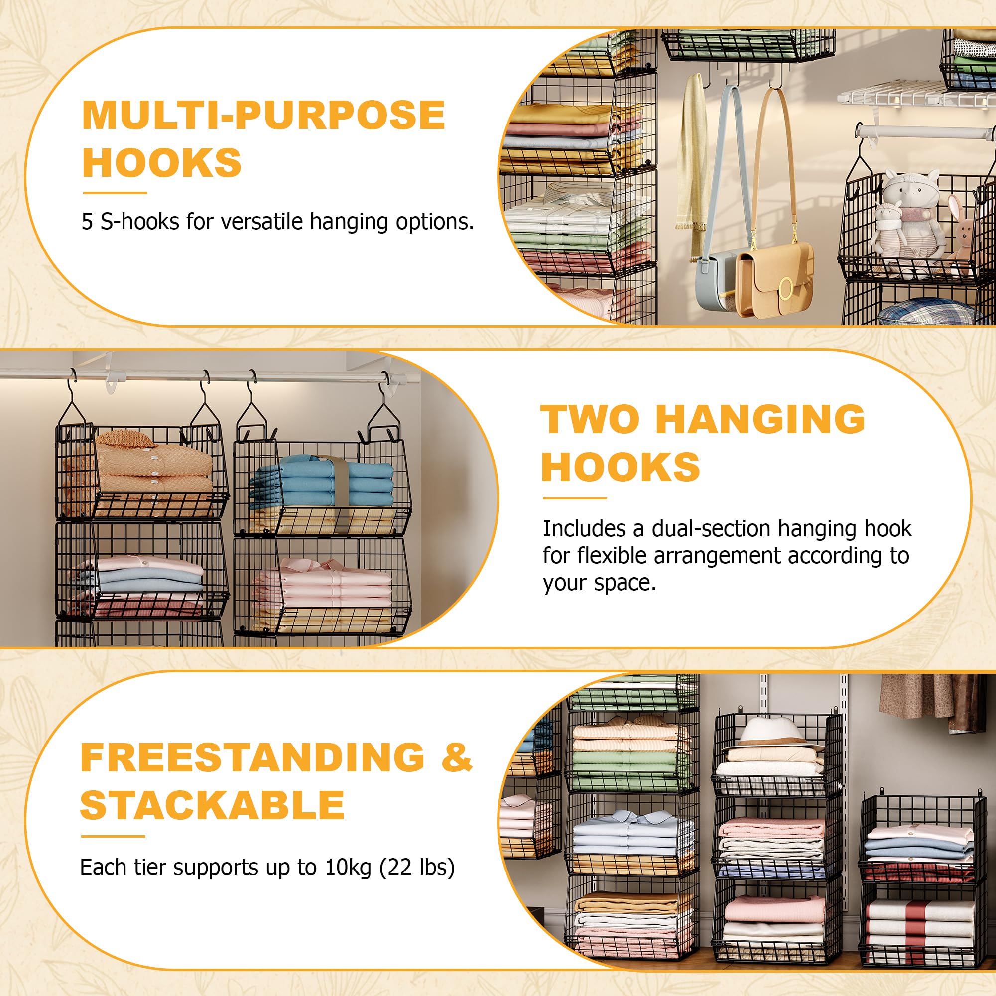 3 Tier Hanging Closet Organizer