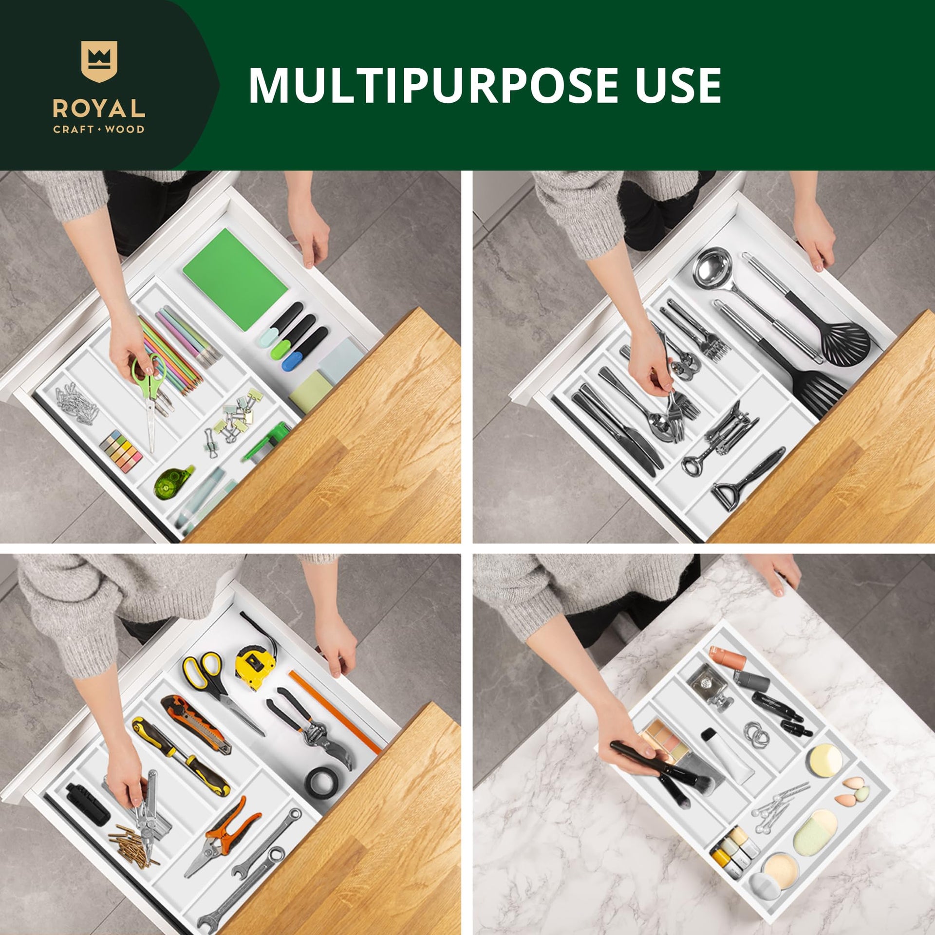 Luxury Bamboo Kitchen Drawer Organizer